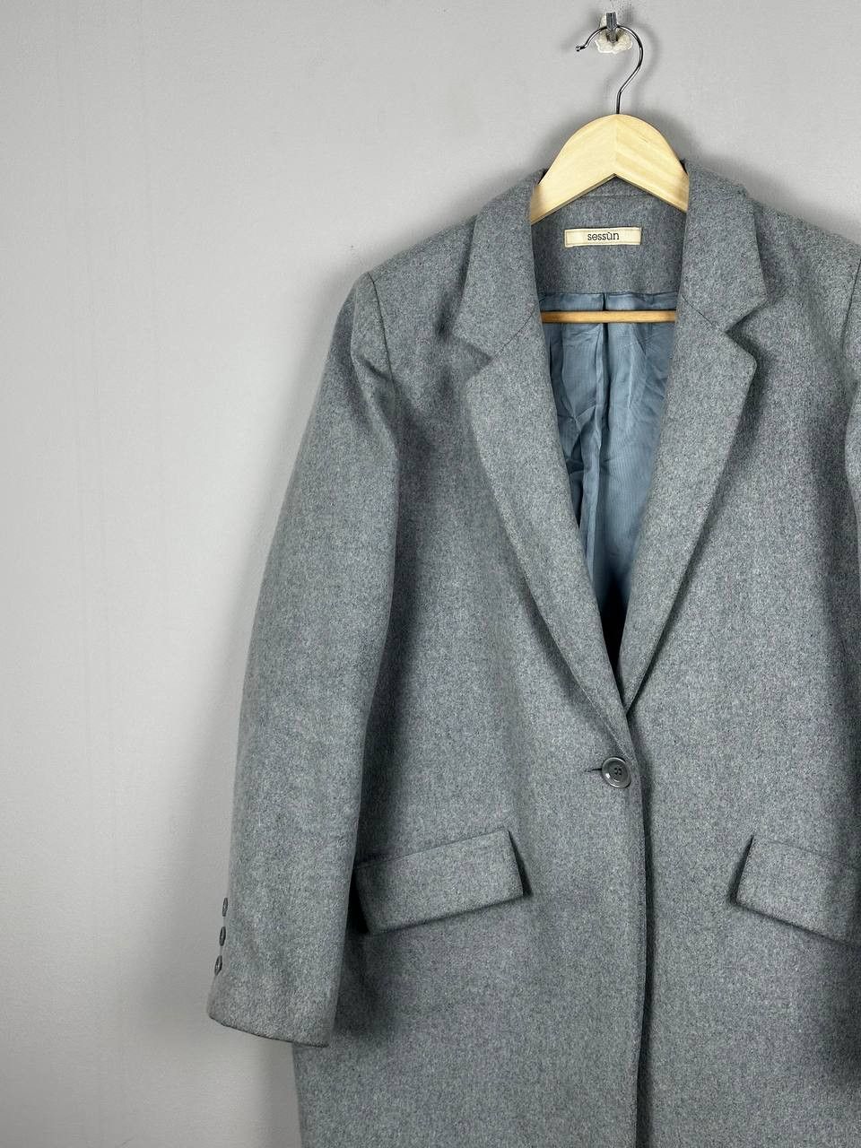 Japanese Brand Luxury Sessun Sky Blue Wool Womans Coat Size XS / US 0-2 / IT 36-38 - 3 Thumbnail