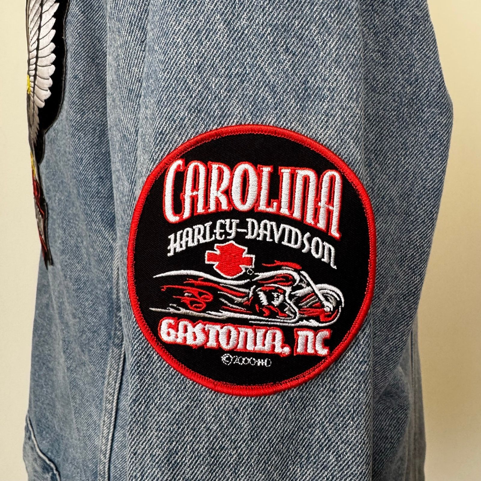 Harley Davidson HARLEY DAVIDSON Denim Jacket with Pins and Eagle Patch Size US XXL / EU 58 / 5 - 7 Thumbnail