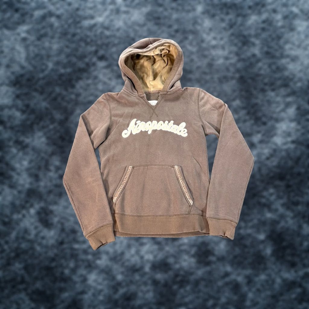 Aeropostale VINTAGE Aeropostale Hoodie Womens M Brown Faux Fur Hood Embroidered Y2K Logo Zipper Bling Pullover Jacket Size M / US 6-8 / IT 42-44 - 1 Thumbnail
