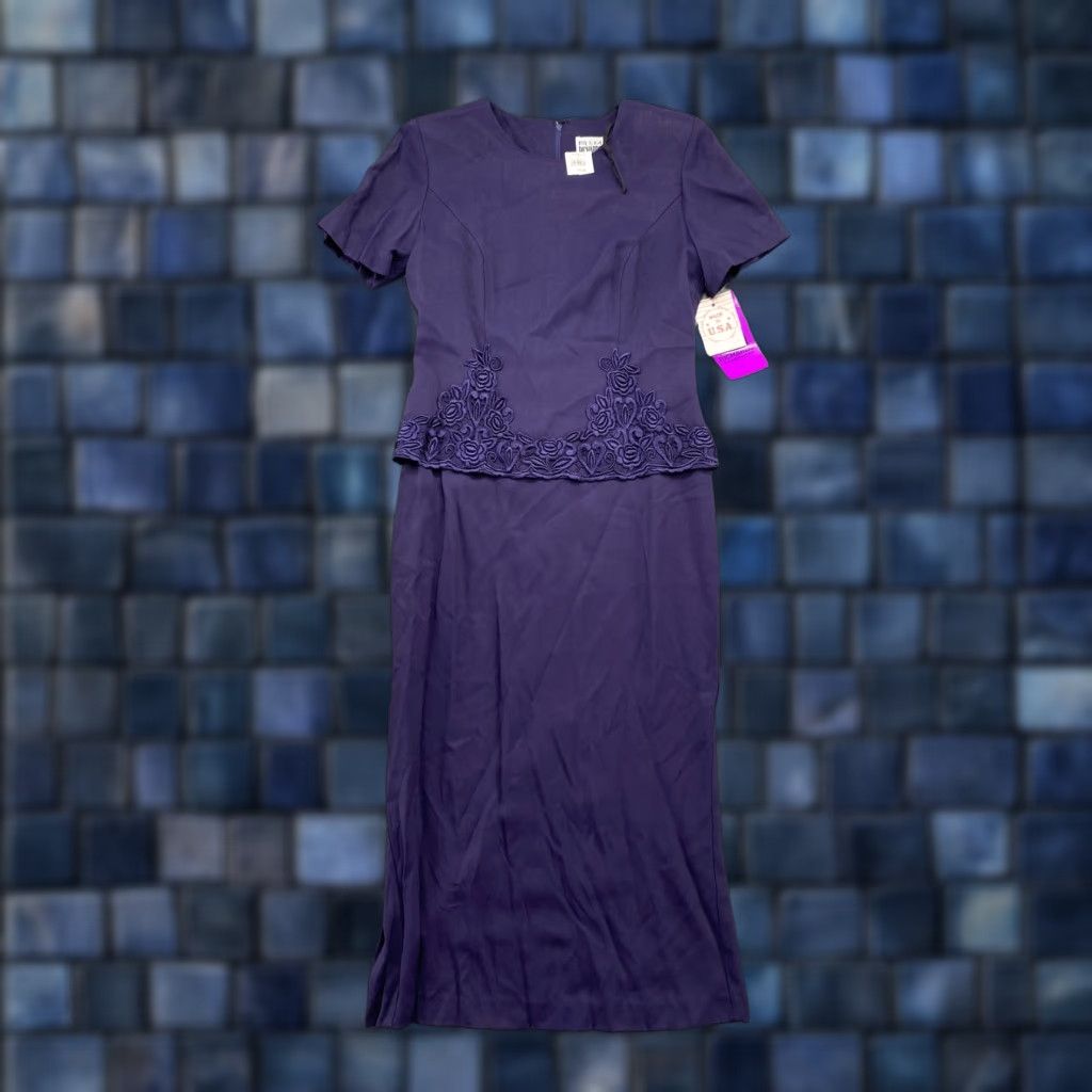 Vintage R & M Richards Purple Short Sleeve Shirt Dress Women’s 8 Beaded Accent Party/Cocktail Wedding Dress Size M / US 6-8 / IT 42-44 - 1 Thumbnail