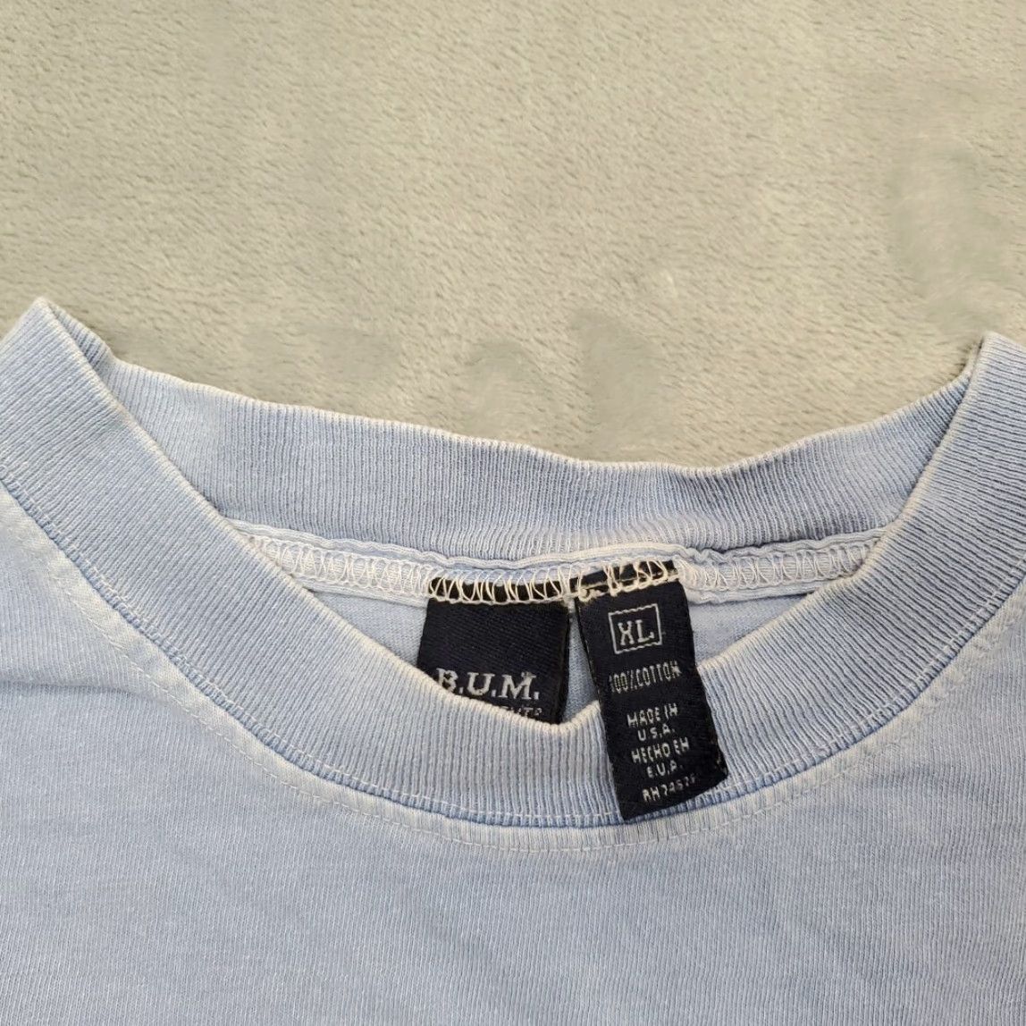 Vintage VINTAGE B.U.M. Equipment Shirt Men XL Blue Short Sleeve Crew Neck 90s Made in USA TEE Size US XL / EU 56 / 4 - 4 Thumbnail