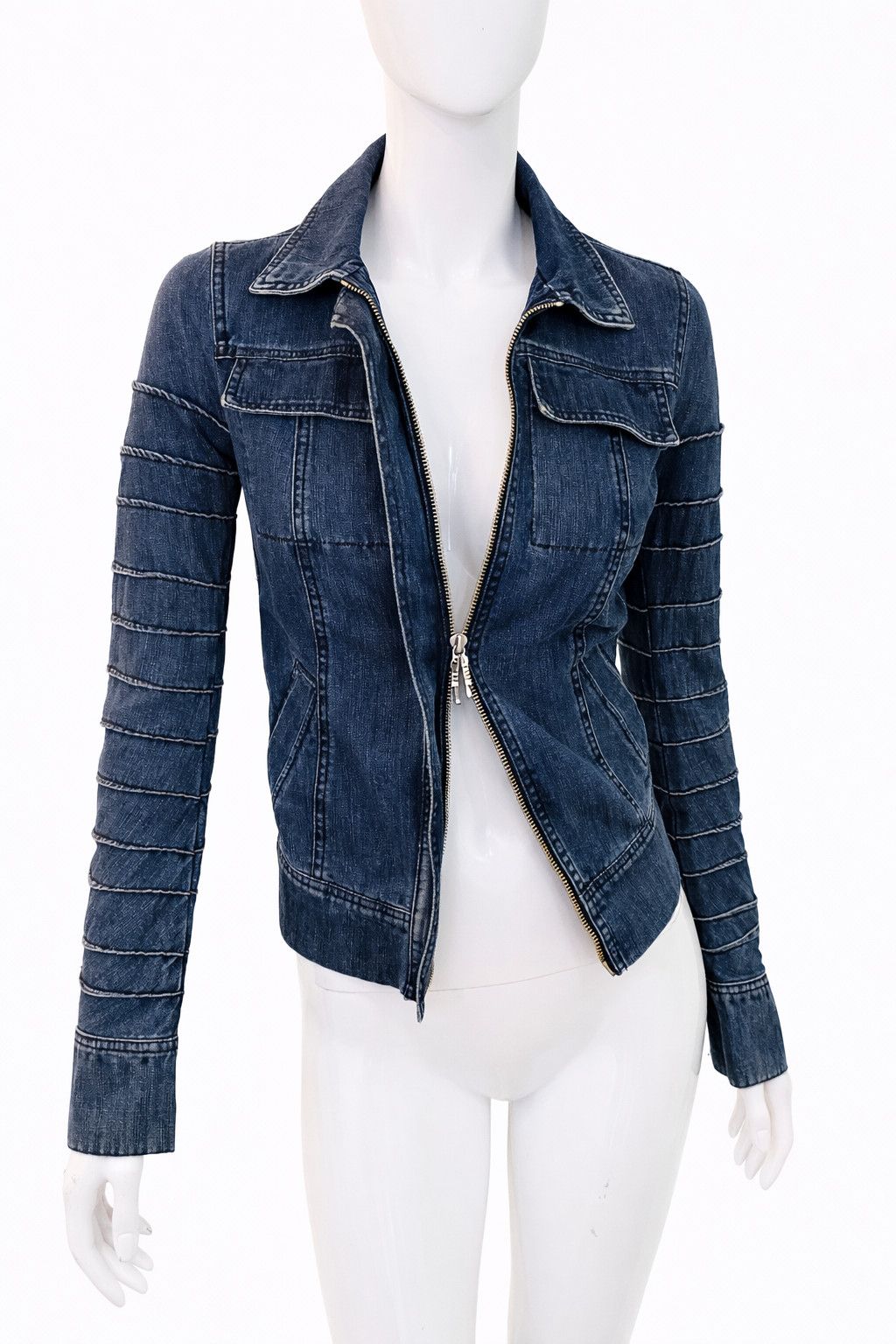 plein sud Plein Sud Sculpted Structured Seam Denim XS Small Jacket Size XS / US 0-2 / IT 36-38 - 2 Thumbnail