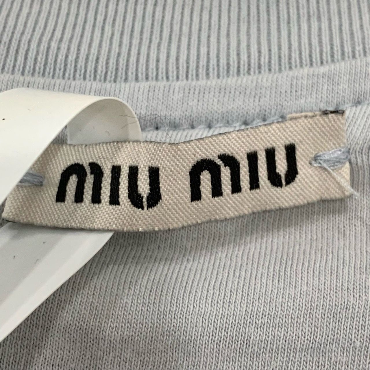Miu Miu Miu Miu Blue Round Neck Short Sleeve T-Shirt With Ruffled Ho Size S / US 4 / IT 40 - 2 Thumbnail