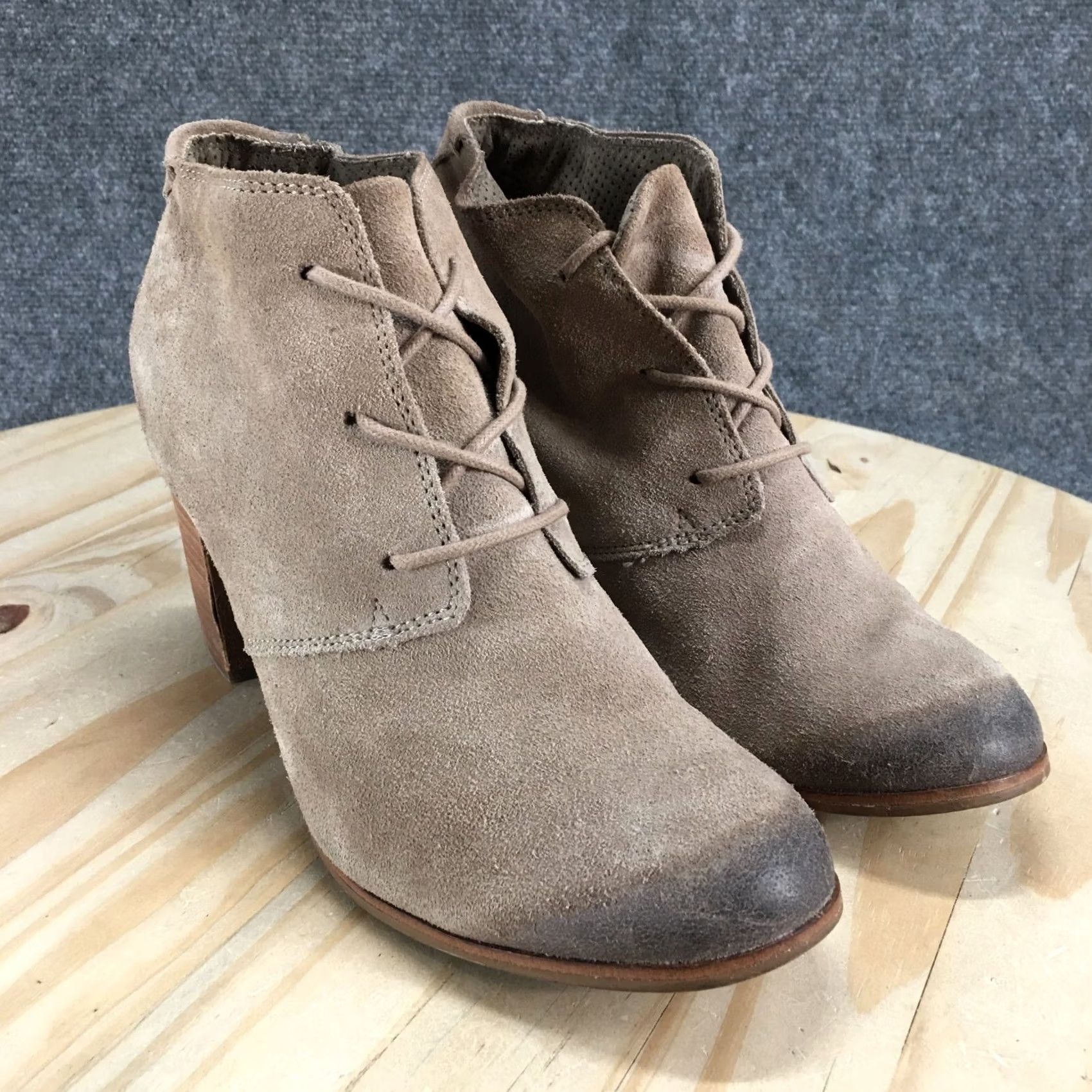 Toms TOMS Boots Womens 10 Lunata Bootie Beige Lace Up Casual Ankle Top Block 10008991 Size L / US 10 / IT 46 - 3 Thumbnail