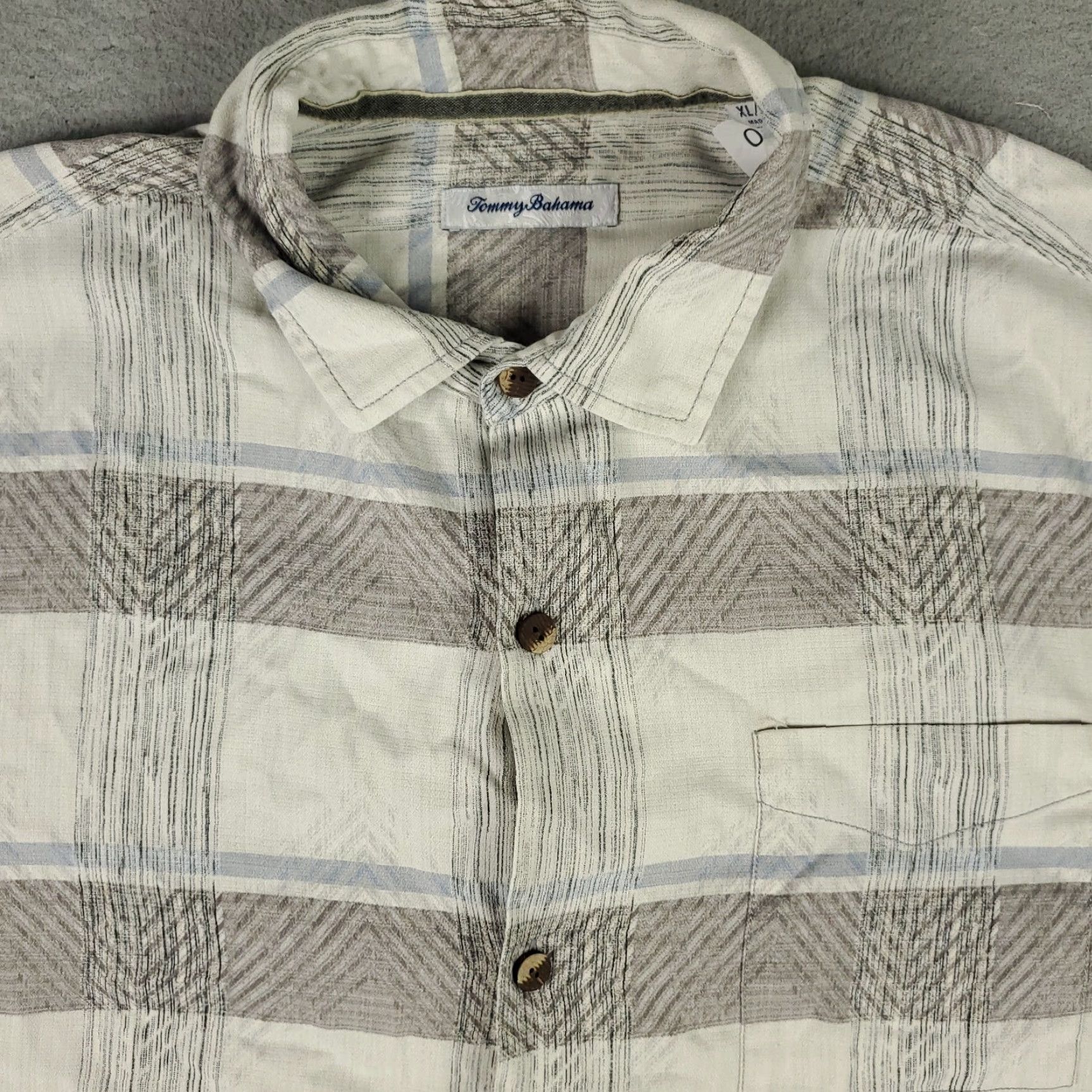 Tommy Bahama Tommy Bahama Button-Up Shirt Mens XL Gray Blue Brown Striped Hawaiian Short Sleeve Casual Tropical Size US XL / EU 56 / 4 - 2 Thumbnail