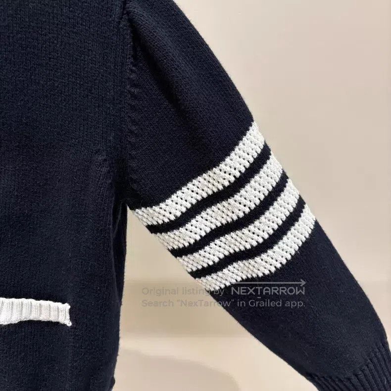 Thom Browne Thom Browne Striped V-Neck Single Breasted Long Sleeve Kni Size M / US 6-8 / IT 42-44 - 4 Thumbnail