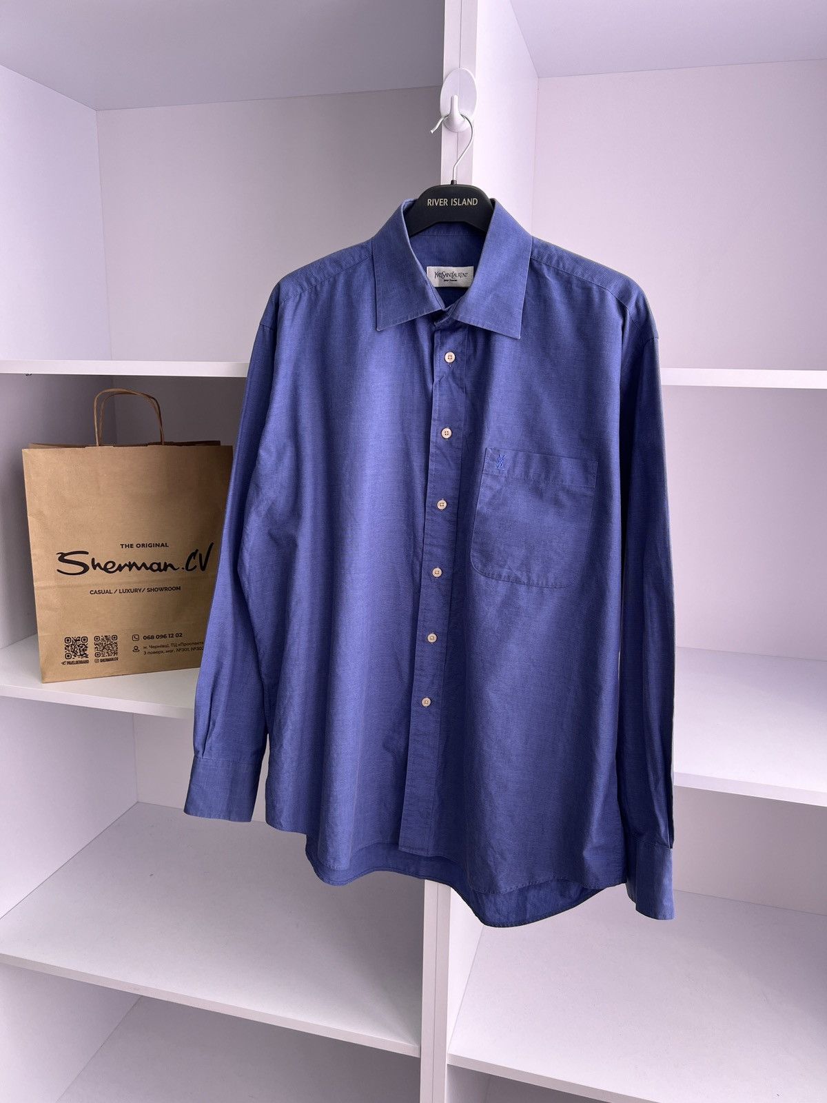 Vintage × Yves Saint Laurent Vintage Yves Saint Laurent Button up Luxury Shirt Size US M / EU 48-50 / 2 - 2 Thumbnail
