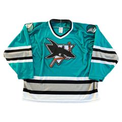 Vintage Starter San Jose Sharks Baseball Jersey Shirt Pinstripe NHL Hockey  Large