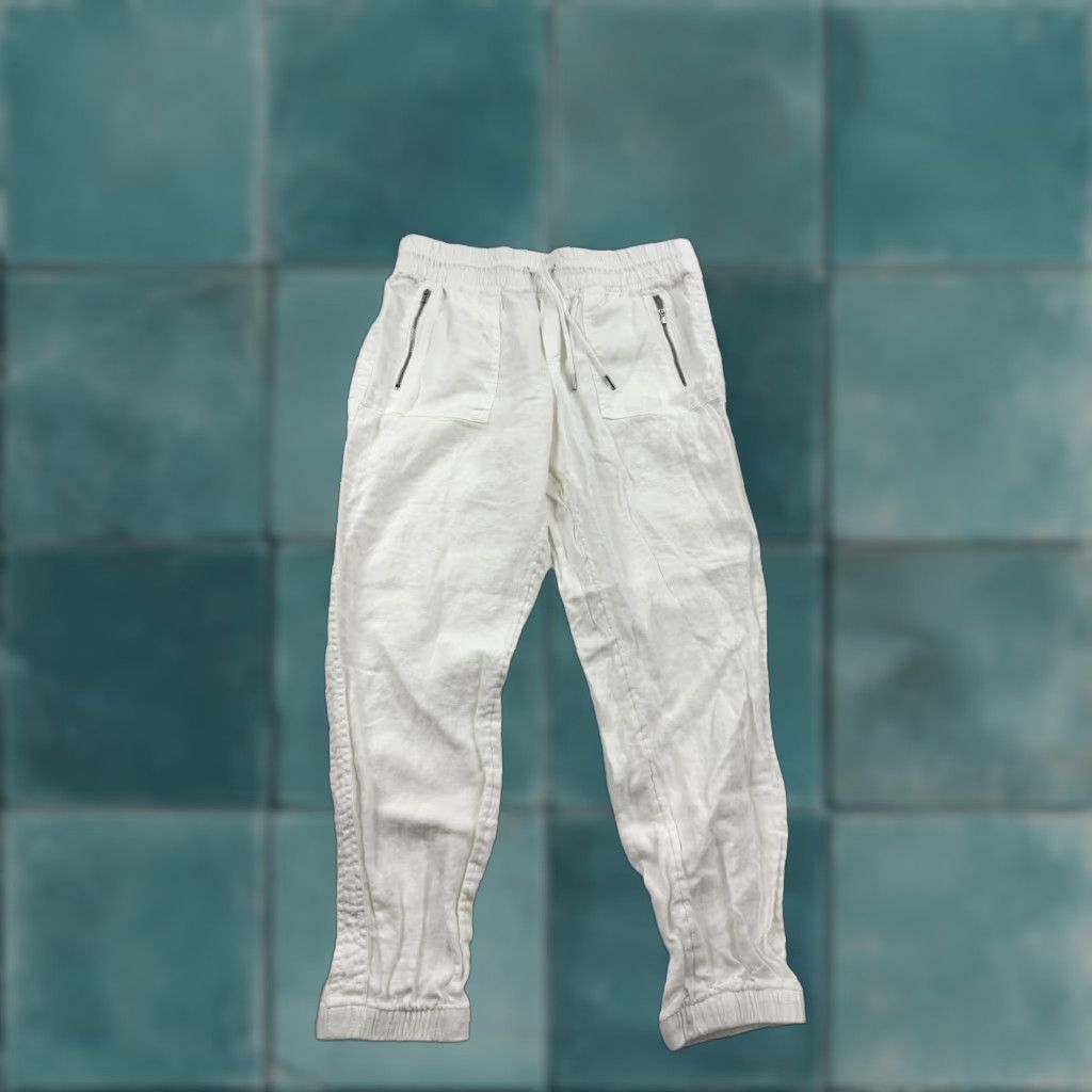 Athleta Athleta Pants Womens 10 White Cabo Linen Jogger Drawstring Pockets Elastic Waist Size 32" / US 10 / IT 46 - 1 Thumbnail