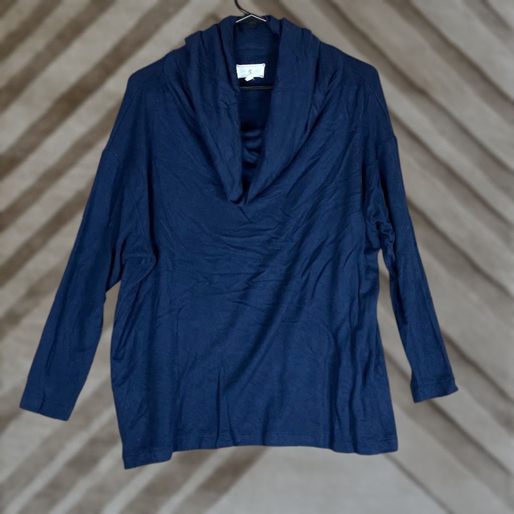 Lou & Grey Lou & Grey Womens Sweater Navy Blue Cowl Neck Long Sleeve XSmall Stretch Casual, Fall, Winter, Regular Fit, Pullover, Solid, Knit Size XS / US 0-2 / IT 36-38 - 1 Thumbnail