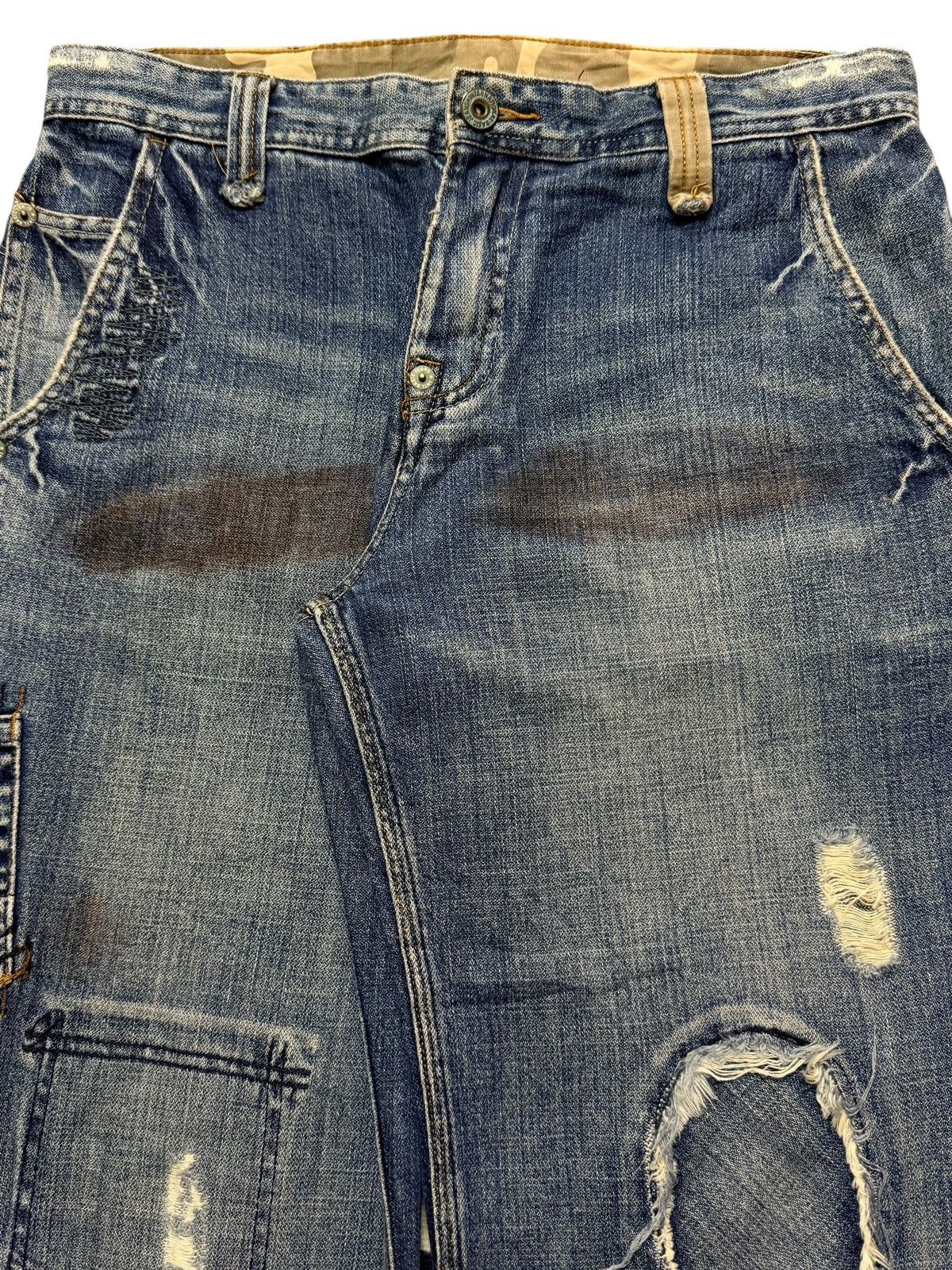 Kapital Vintage Y2K Japanese Brand Faded Wash Distress Patch Baggy Size US 32 / EU 48 - 3 Thumbnail