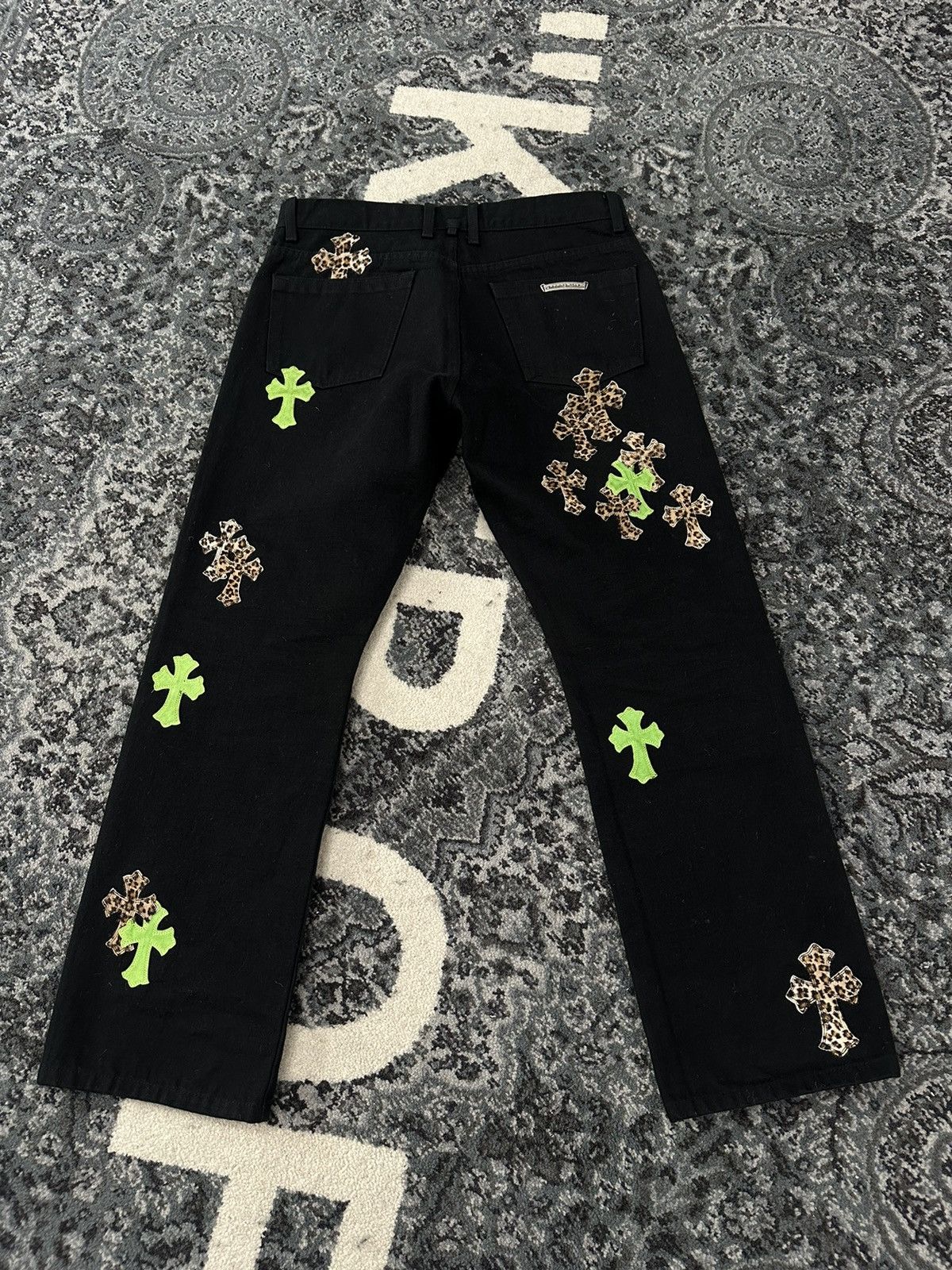 Chrome Hearts Chrome Hearts Black Cheetah Lime Cross Patch Jeans Size US 34 / EU 50 - 11 Thumbnail