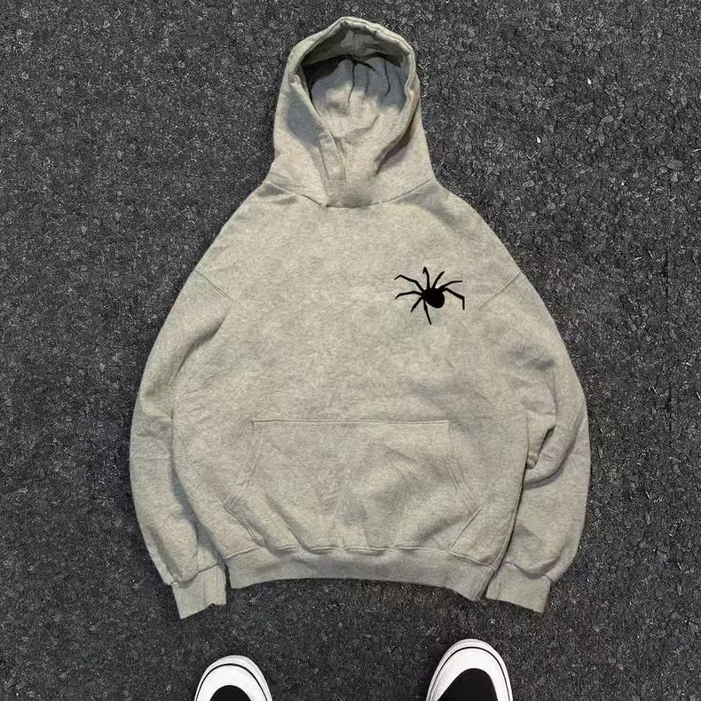 Japanese Brand × Vintage Grey washed distressed spider print hoodie Size US L / EU 52-54 / 3 - 2 Thumbnail
