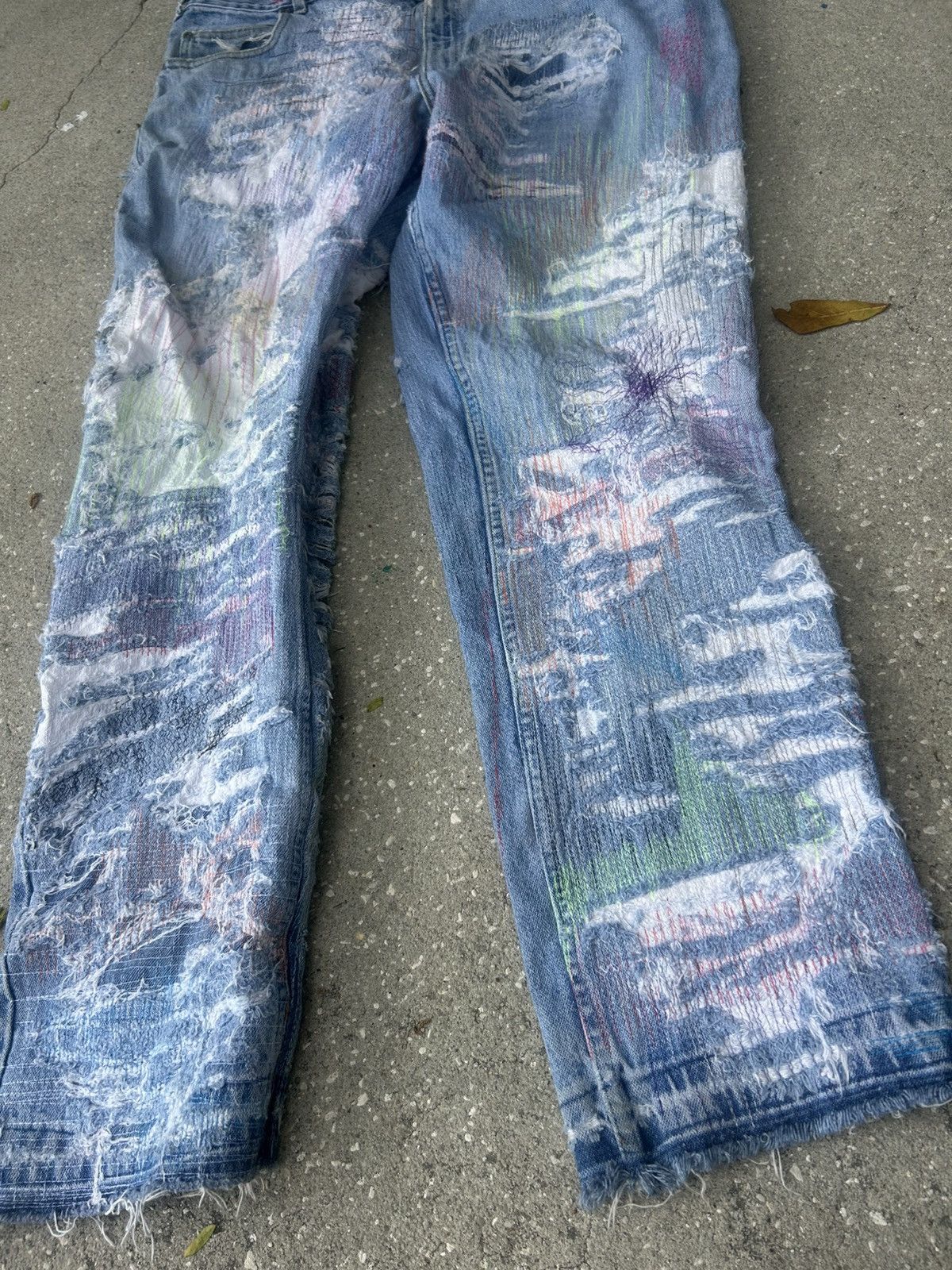 Other 1/1 Your World distressed repaired denim light blue jeans Size US 42 / EU 58 - 2 Thumbnail