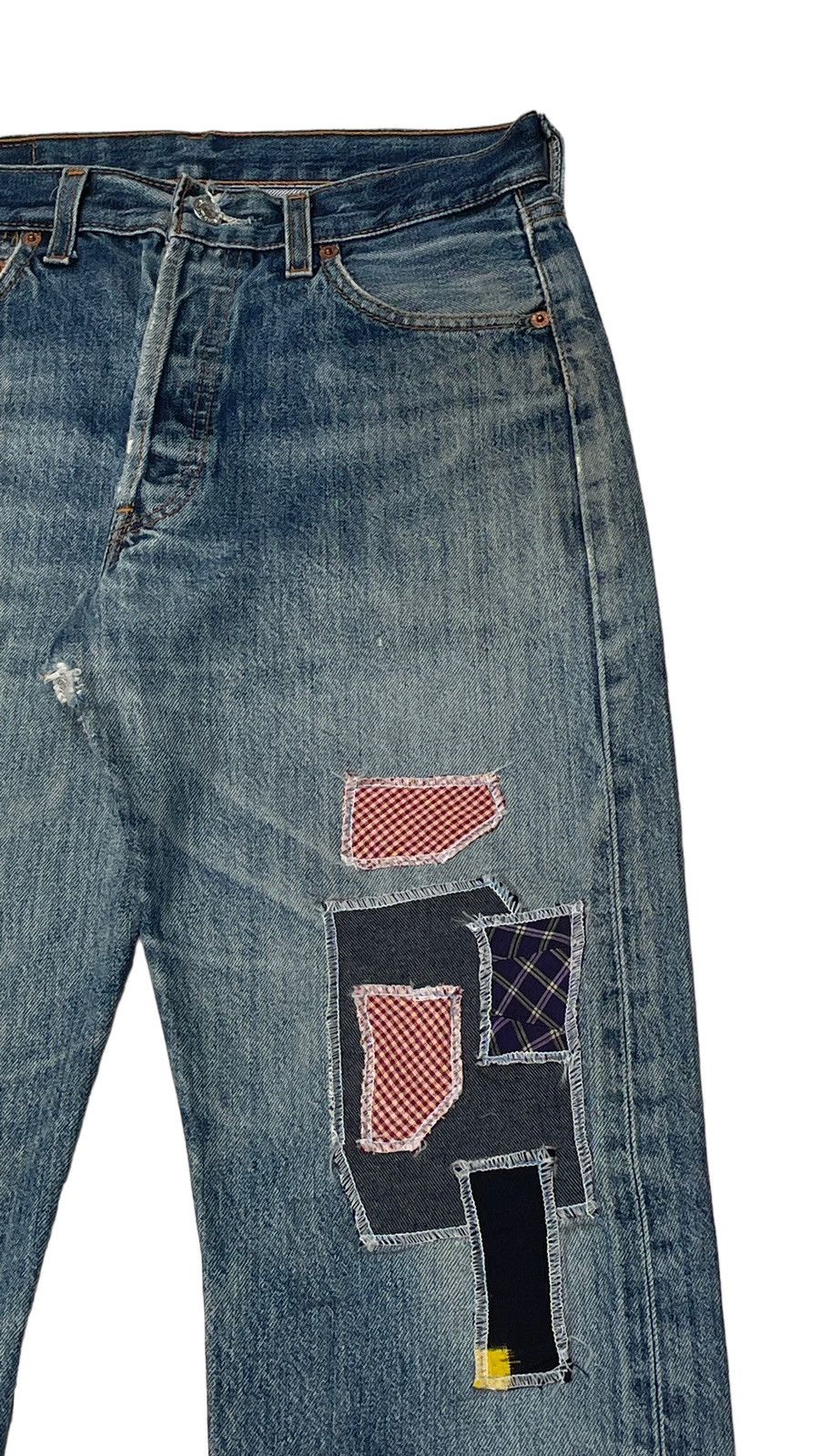 Levi's Vintage Brand Levi’s 501 Made In Usa Patchwork Jeans 1990s Size US 29 - 4 Thumbnail
