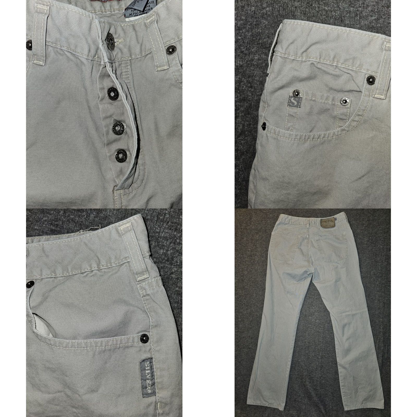 Silver Jeans Co. VINTAGE Silver Jeans Bootcut Jeans Women 29 Regular Gray 90s Y2K Mid Rise Button Fly Denim City Embroidered Logo Boots Size 29" - 8 Thumbnail