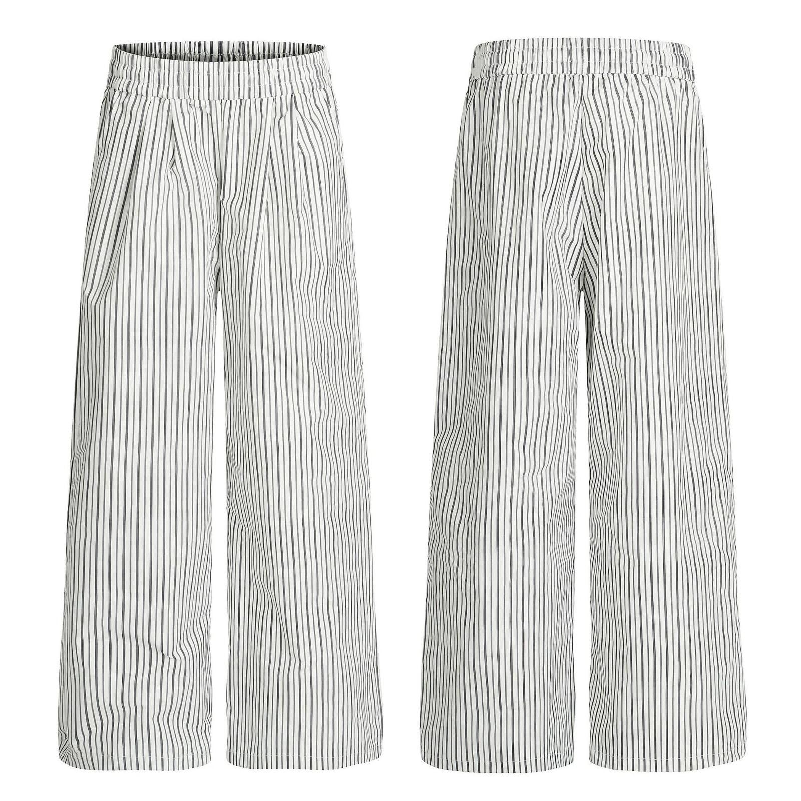 Japanese Brand White Striped Wide Leg Pants, Relaxed Fit Trousers Size US 32 / EU 48 - 5 Thumbnail