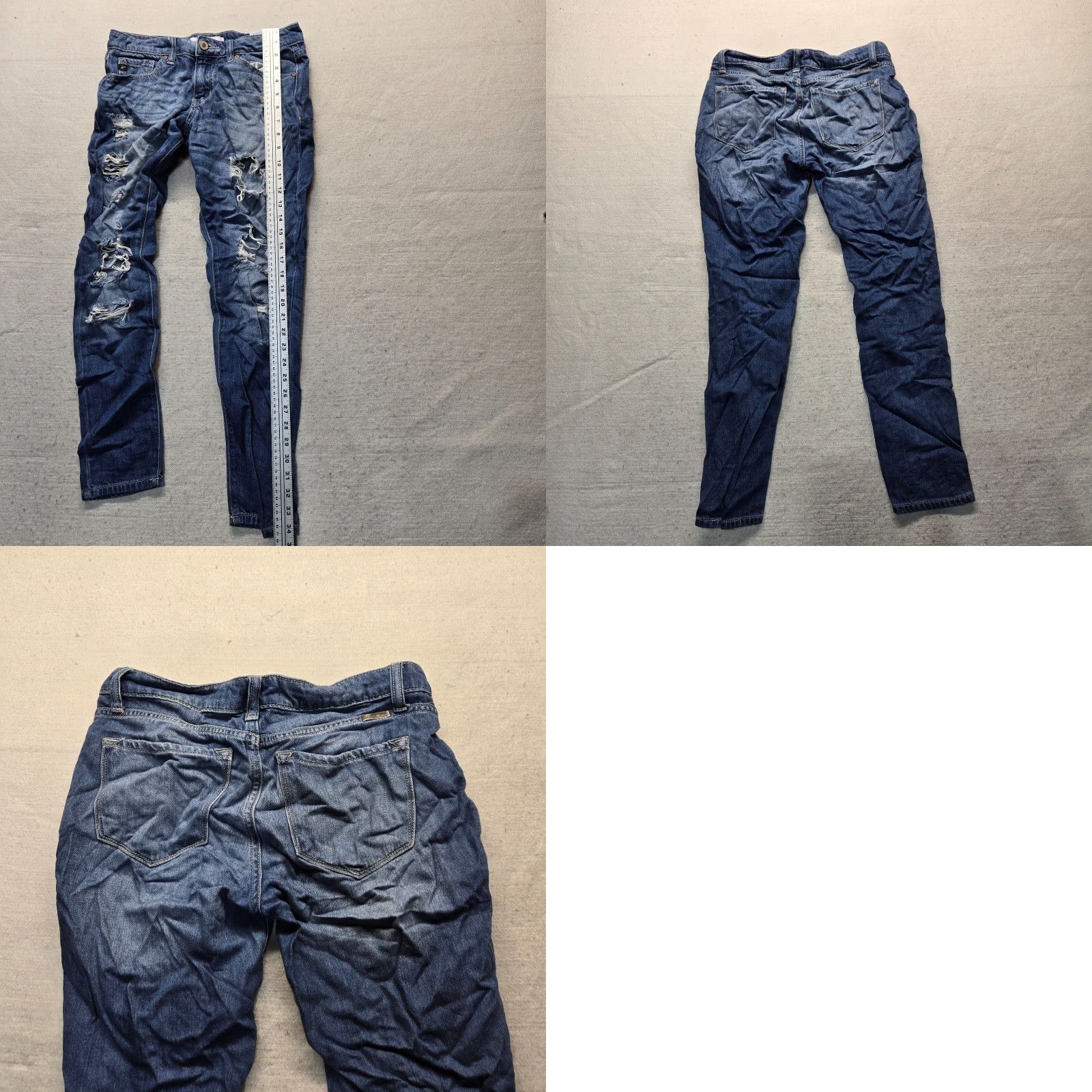 Vintage KanCan Destroyed Dark Wash Stretch Skinny Jeans Denim Pants Women Adult 24 Blue 5-Pocket Modern Slim 90s? Size 42" / US 20 - 8 Thumbnail