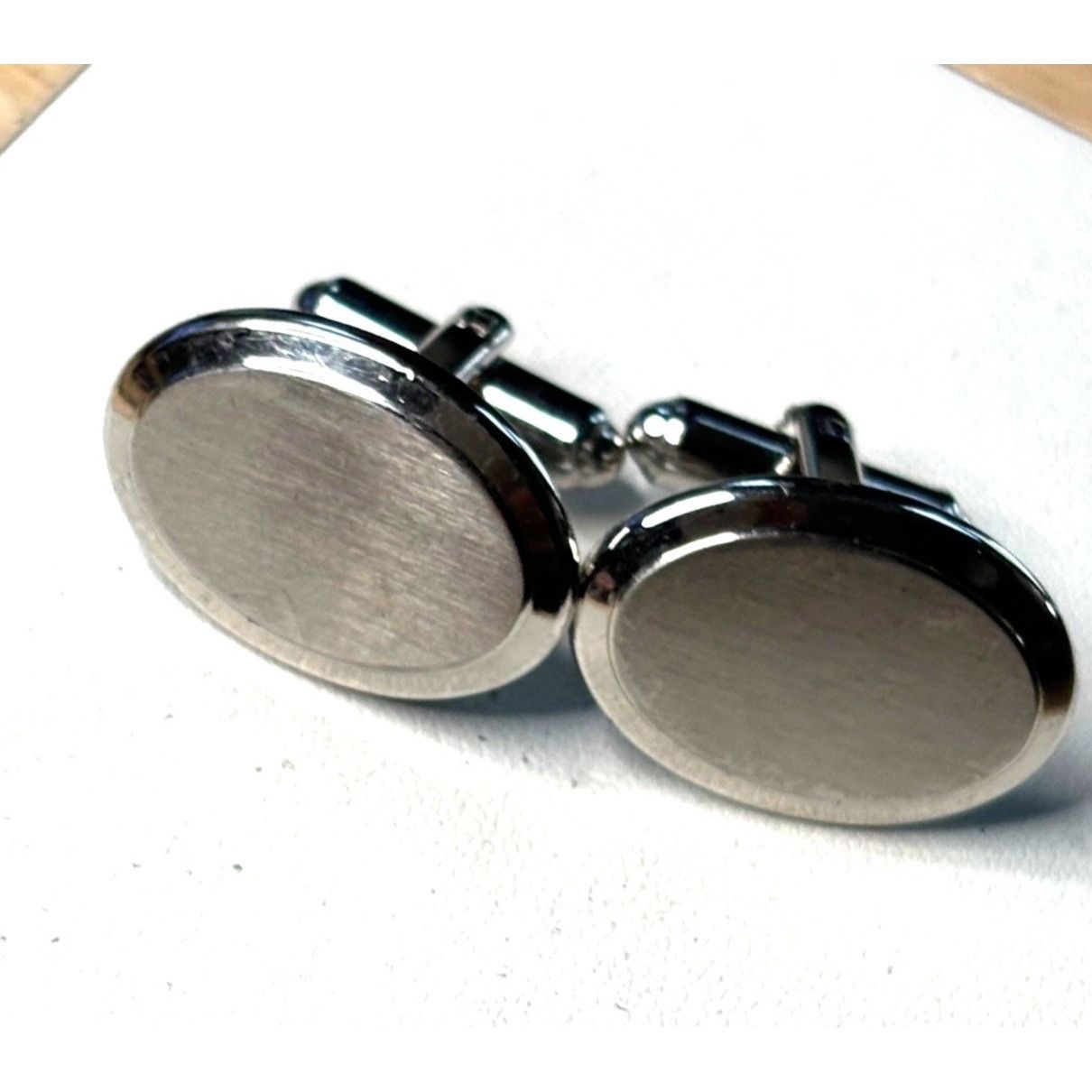 Other Silver Oval Cufflinks With Polished & Brushed Finish Size ONE SIZE - 1 Thumbnail