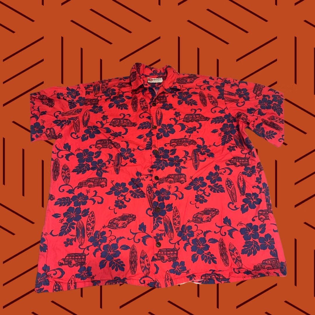 Hilo Hattie VINTAGE Hilo Hattie Hawaiian Aloha Shirt Short Sleeve Red Woodies Surfboards Pattern Medium Men's Size US XXL / EU 58 / 5 - 1 Thumbnail