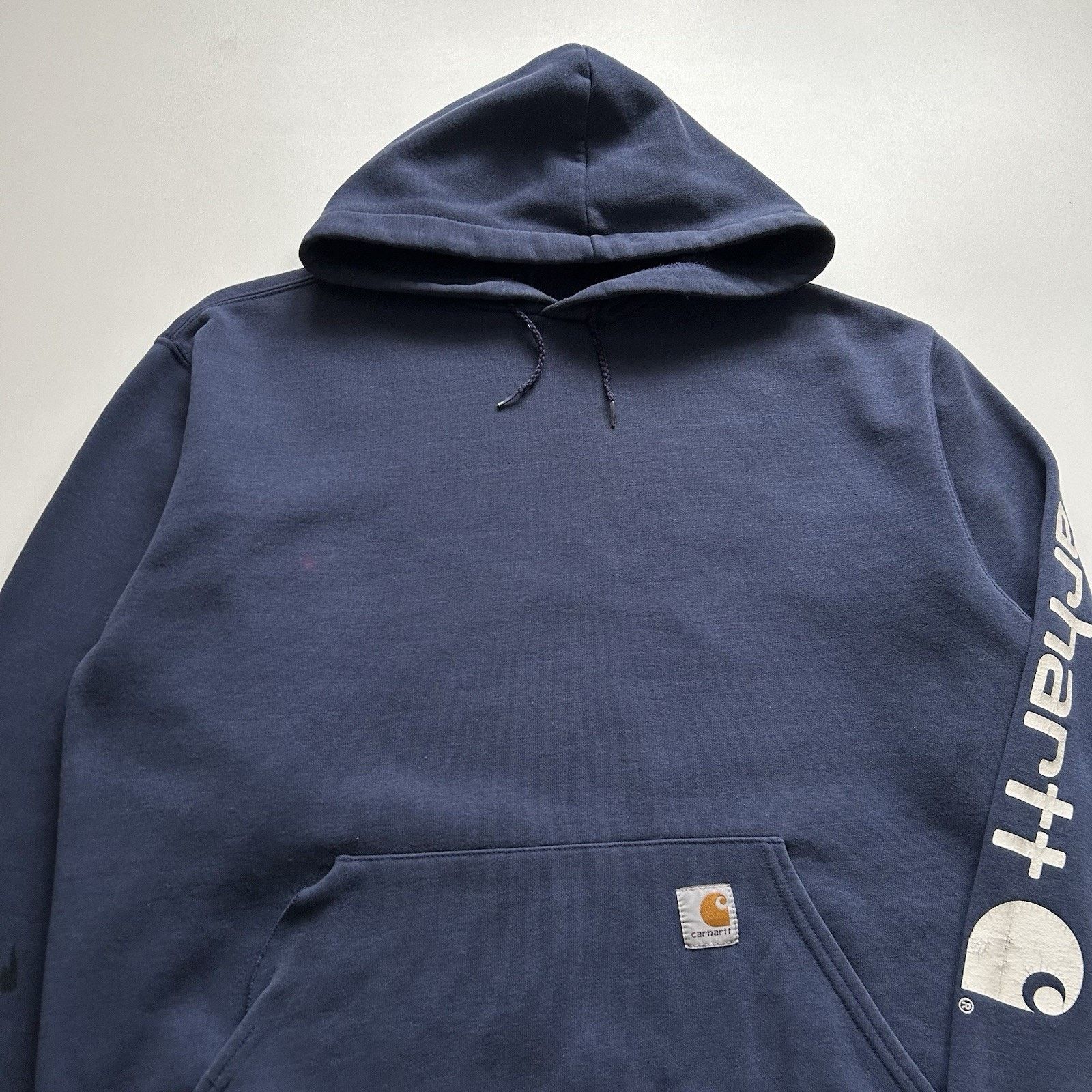 Carhartt Vintage Carhartt Hoodie Sweatshirt Medium Faded Navy Blue Size US M / EU 48-50 / 2 - 2 Thumbnail