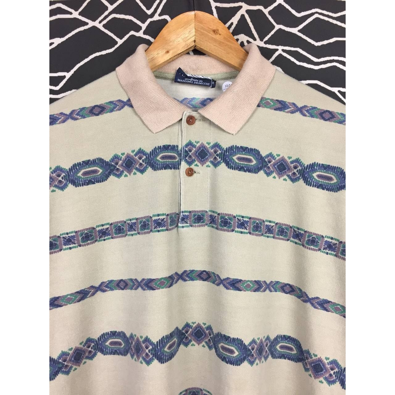 Designer × Vintage Alpha Massimo Rebecchi Made In Italy Aztec Pattern Polo Tee Size US XL / EU 56 / 4 - 3 Thumbnail