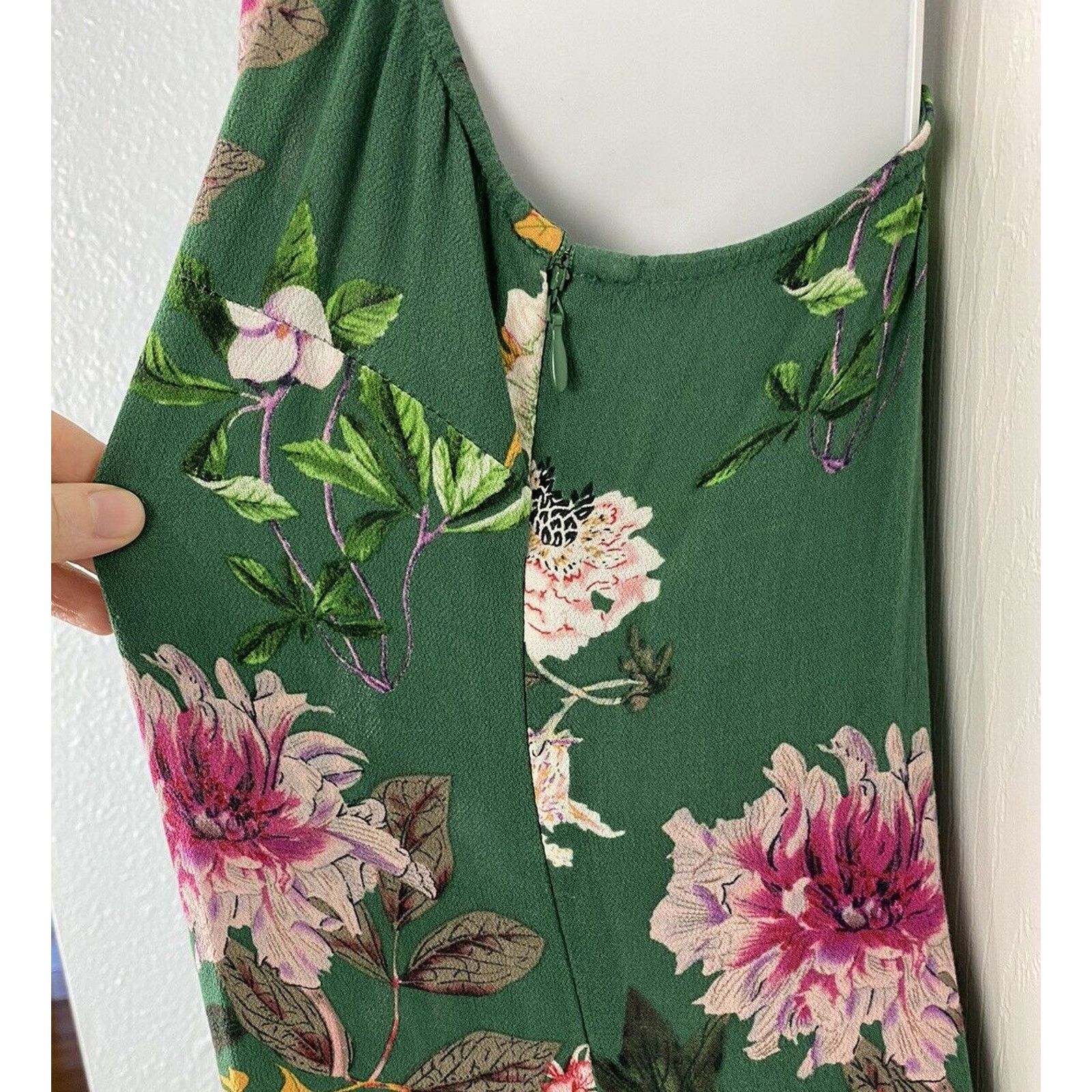 Other For The Republic Jumpsuit S Green Floral Tropical V Neck Size 29" - 5 Thumbnail