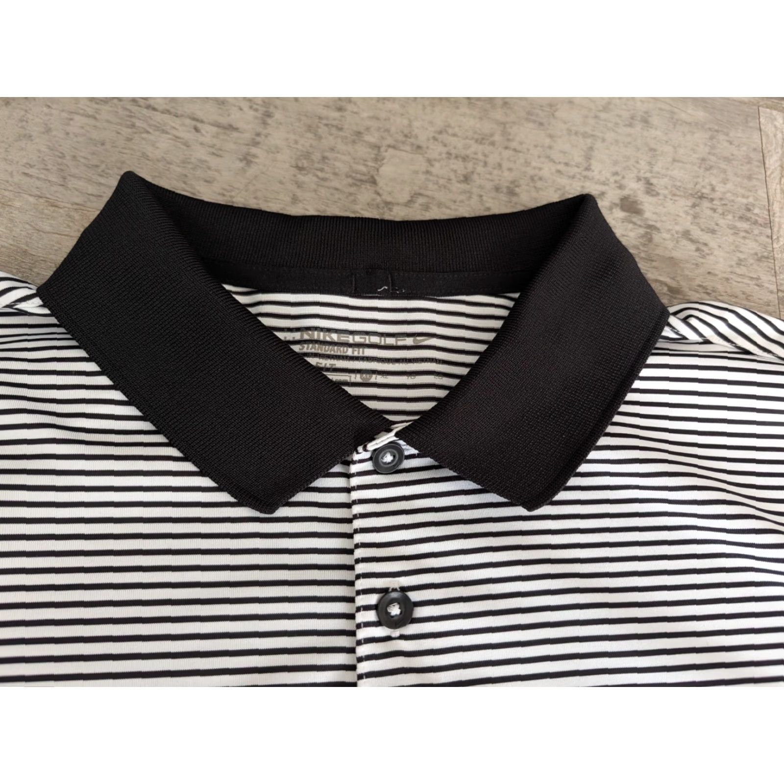 Nike VINTAGE Nike Golf Polo Shirt Mens XL Black Striped Dri-FIT Standard Fit Performance Top Size US XL / EU 56 / 4 - 4 Thumbnail
