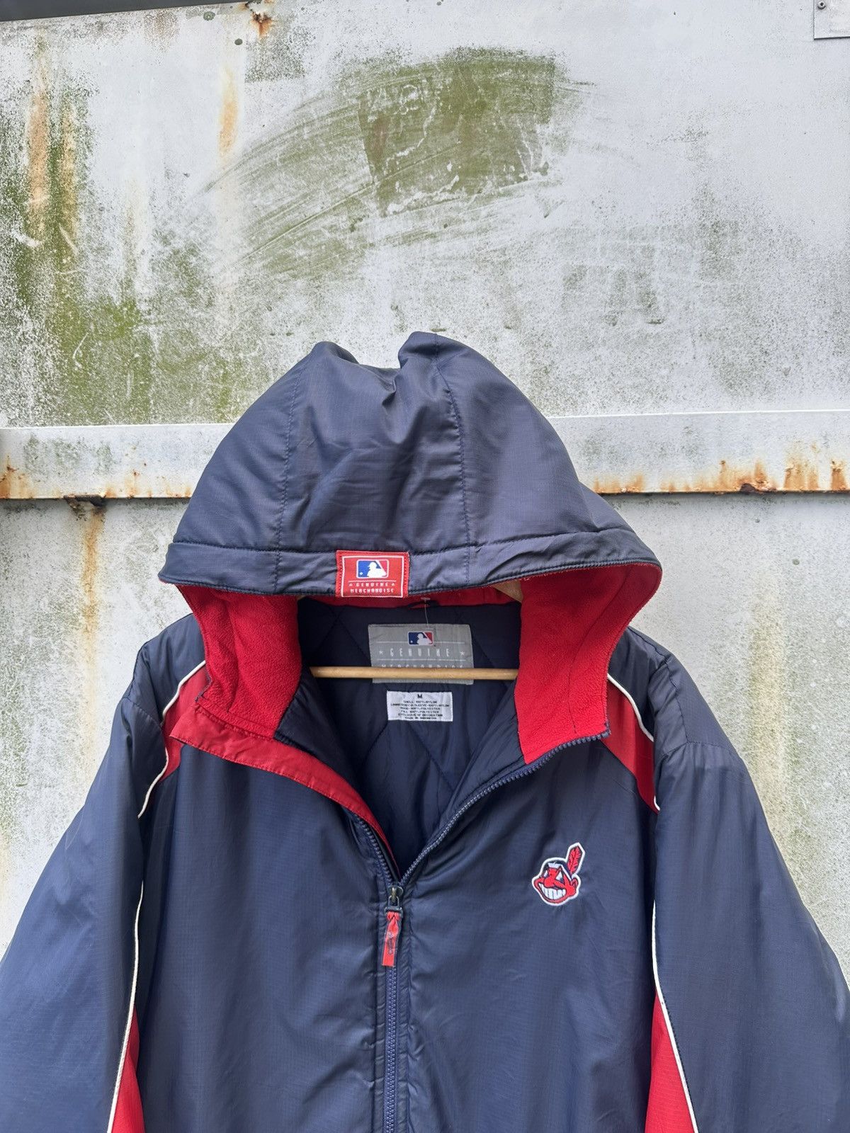 MLB 👹Indiana Baseball Hooded Long Jacket Size US L / EU 52-54 / 3 - 5 Thumbnail