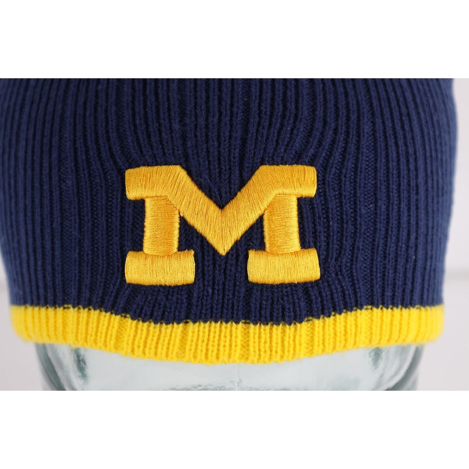Vintage Vintage 90s University of Michigan Ribbed Knit Beanie Hat Size ONE SIZE - 2 Thumbnail