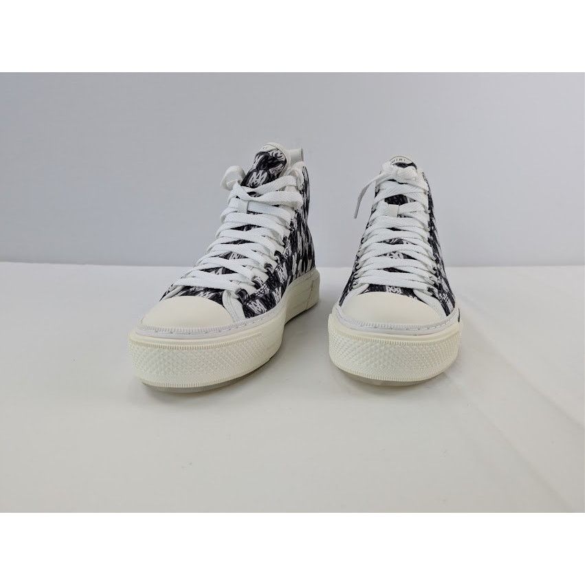Amiri o1rshd1 Court Hi Allover Logo Sneakers in Black / White Size US 12 / EU 45 - 7 Thumbnail