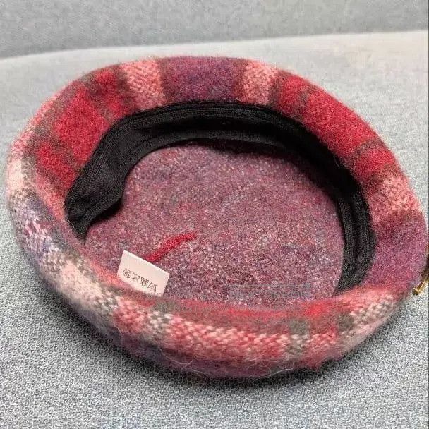 Vivienne Westwood Vivienne Westwood Pink and Purple Plaid Saturn Wool Beret Size ONE SIZE - 4 Thumbnail