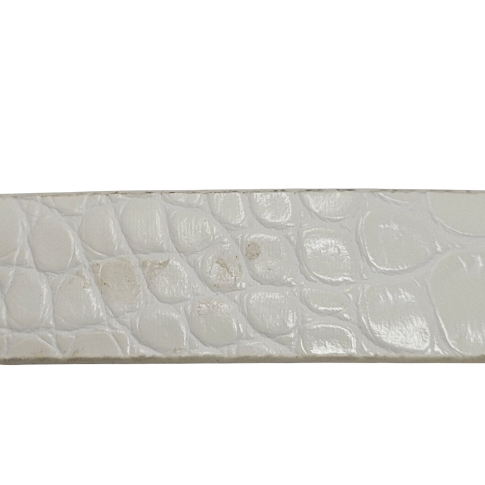 Vintage Vtg White Genuine Leather Crocodile Embossed Belt M Silver A Size ONE SIZE - 8 Thumbnail