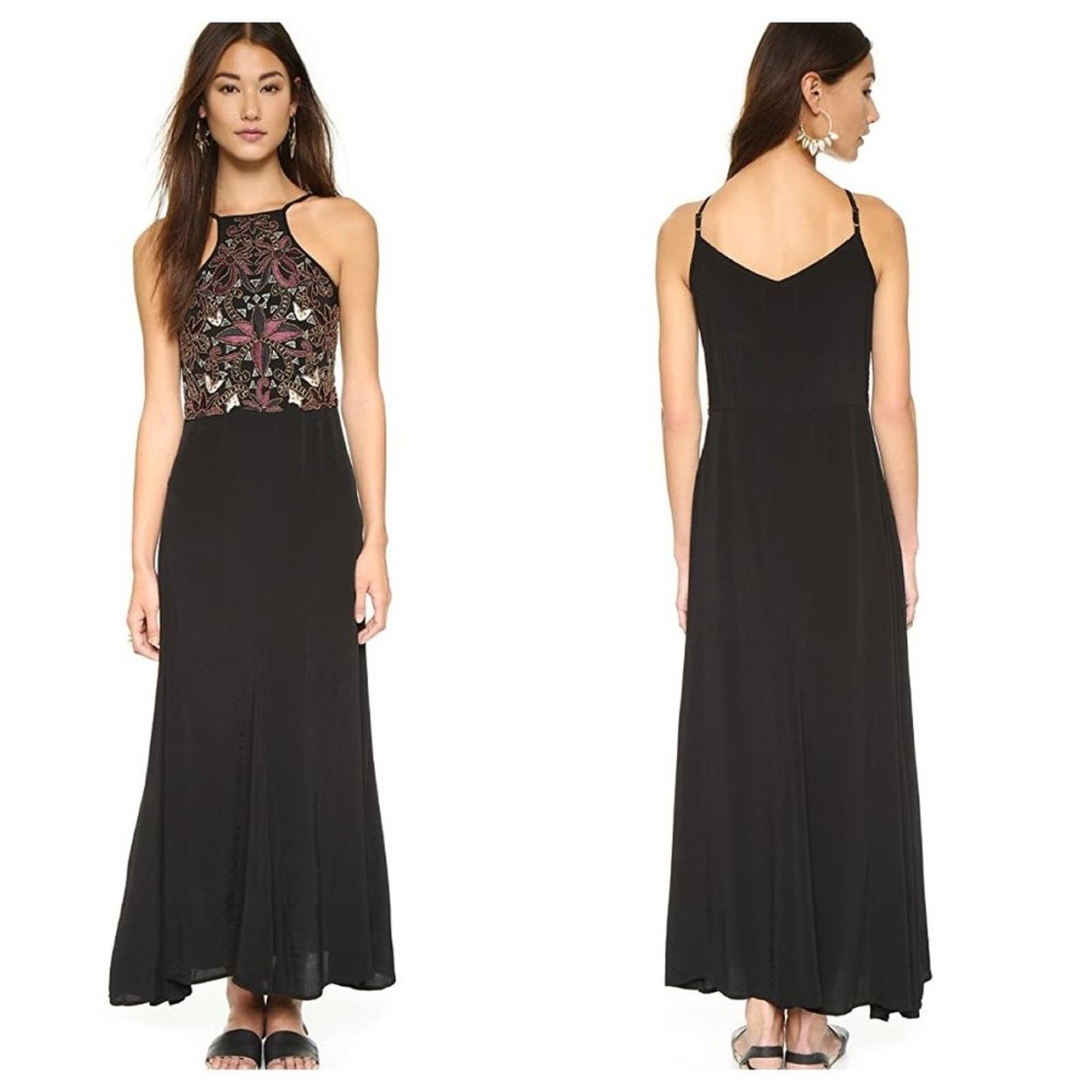 image of New Cleobella Lexington Maxi Dress Embellished in Black, Women's (Size XS)