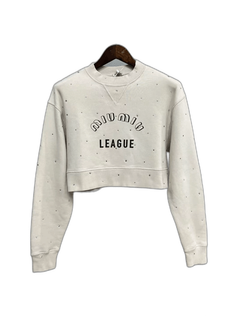 Miu Miu MiuMiu Short Cropped Rhinestone Sweatshirt Size XS / US 0-2 / IT 36-38 - 1 Thumbnail