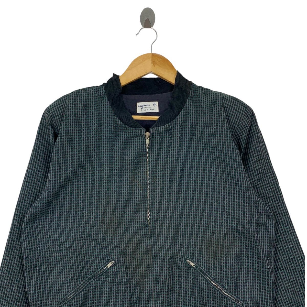 agnes b. Vintage AGNES B. French Designer Check Zipper Bomber Jacket Size L / US 10 / IT 46 - 2 Thumbnail