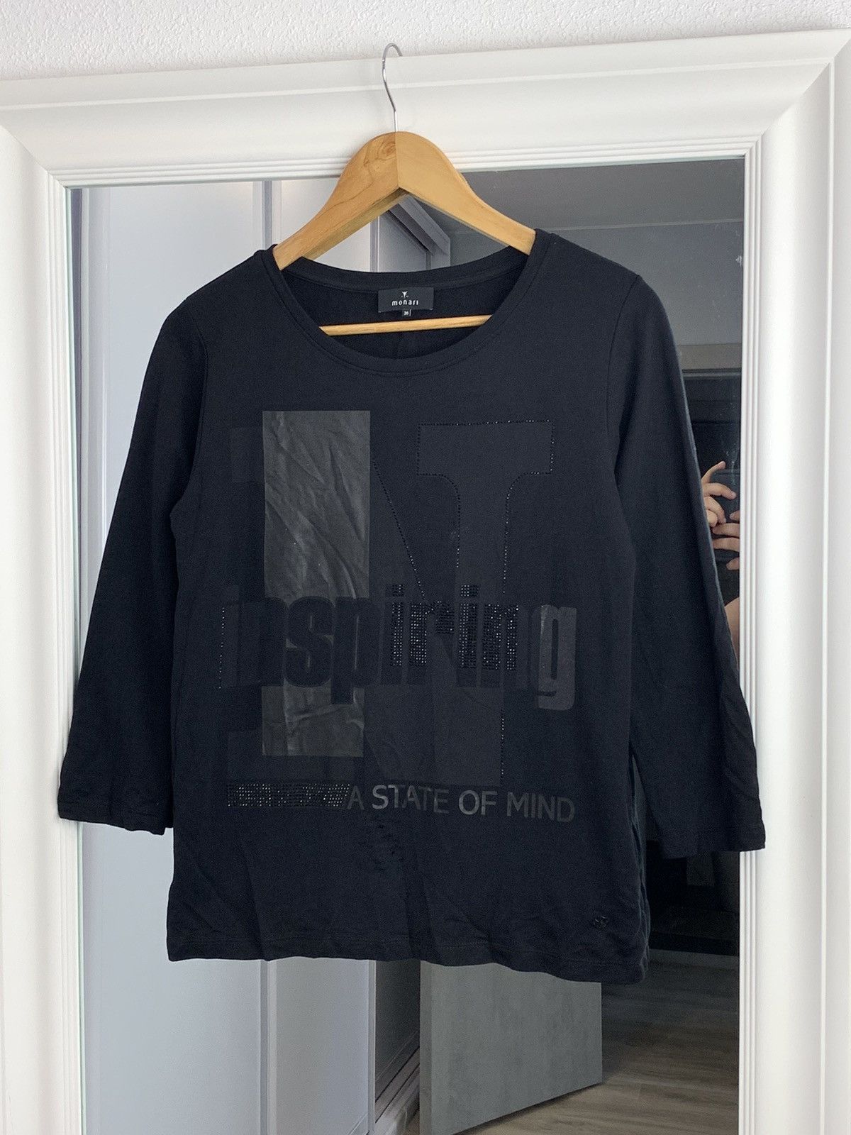 Other Monari Longsleeve T-Shirt Tee Big Logo Black Size France 38 Size S / US 4 / IT 40 - 3 Thumbnail