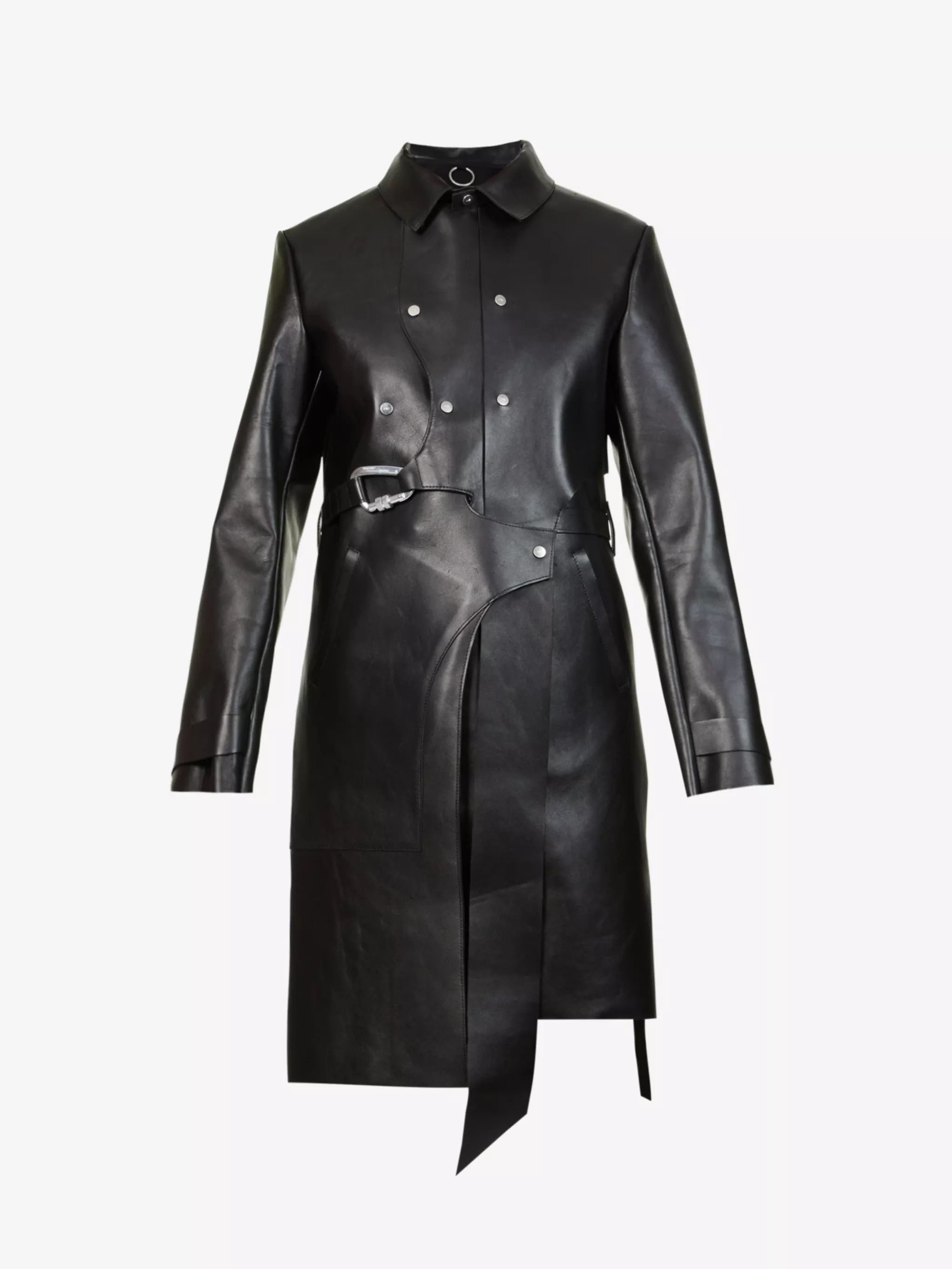 Heliot Emil Heliot Emil FW21 Drape-panel Leather Coat Size XXS / US 00 / IT 34 - 1 Thumbnail