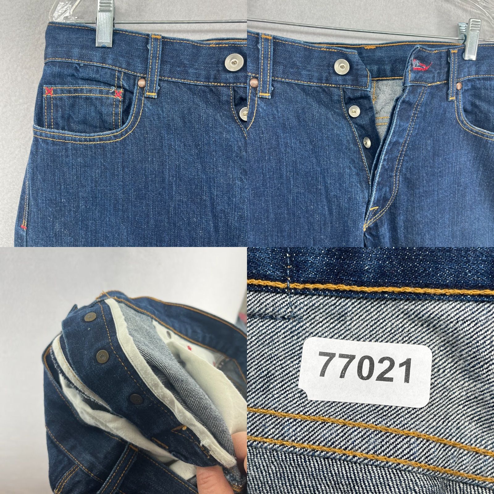 Vintage RIVI Jeans Mens 33 Straight Denim Cotton Blue Selvedge Button Fly USA Size US 33 - 10 Thumbnail