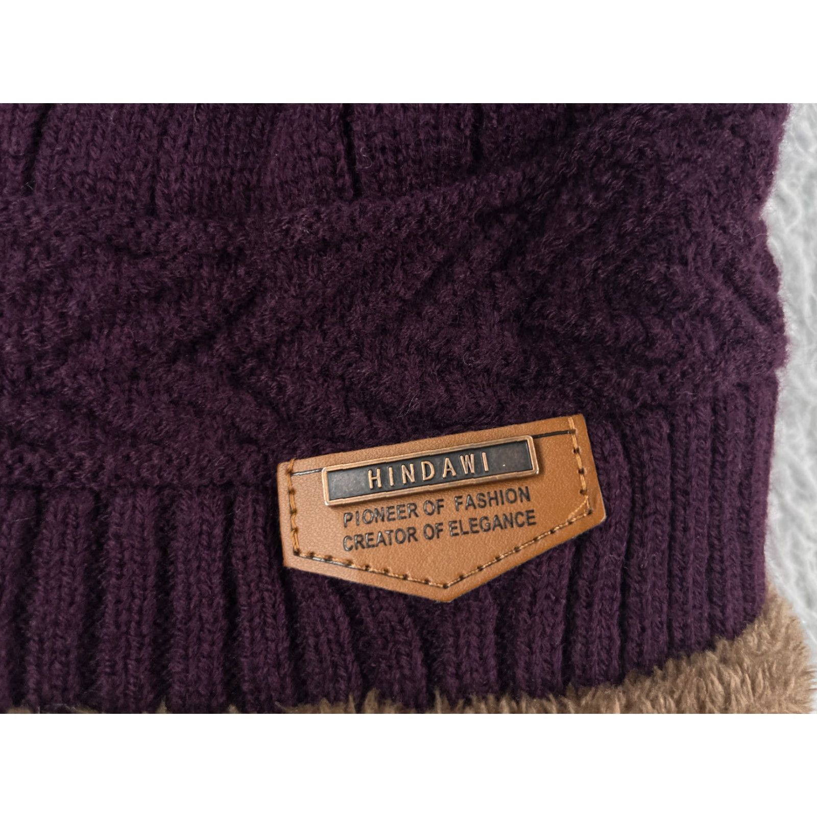 Vintage HINDAVI Hindawi Beanie Hat Mens One Size Burgundy Knit Lined Acrylic Fur Trim Winter Outdoor Ski Beanie Mens Size US M / EU 48-50 / 2 - 2 Thumbnail