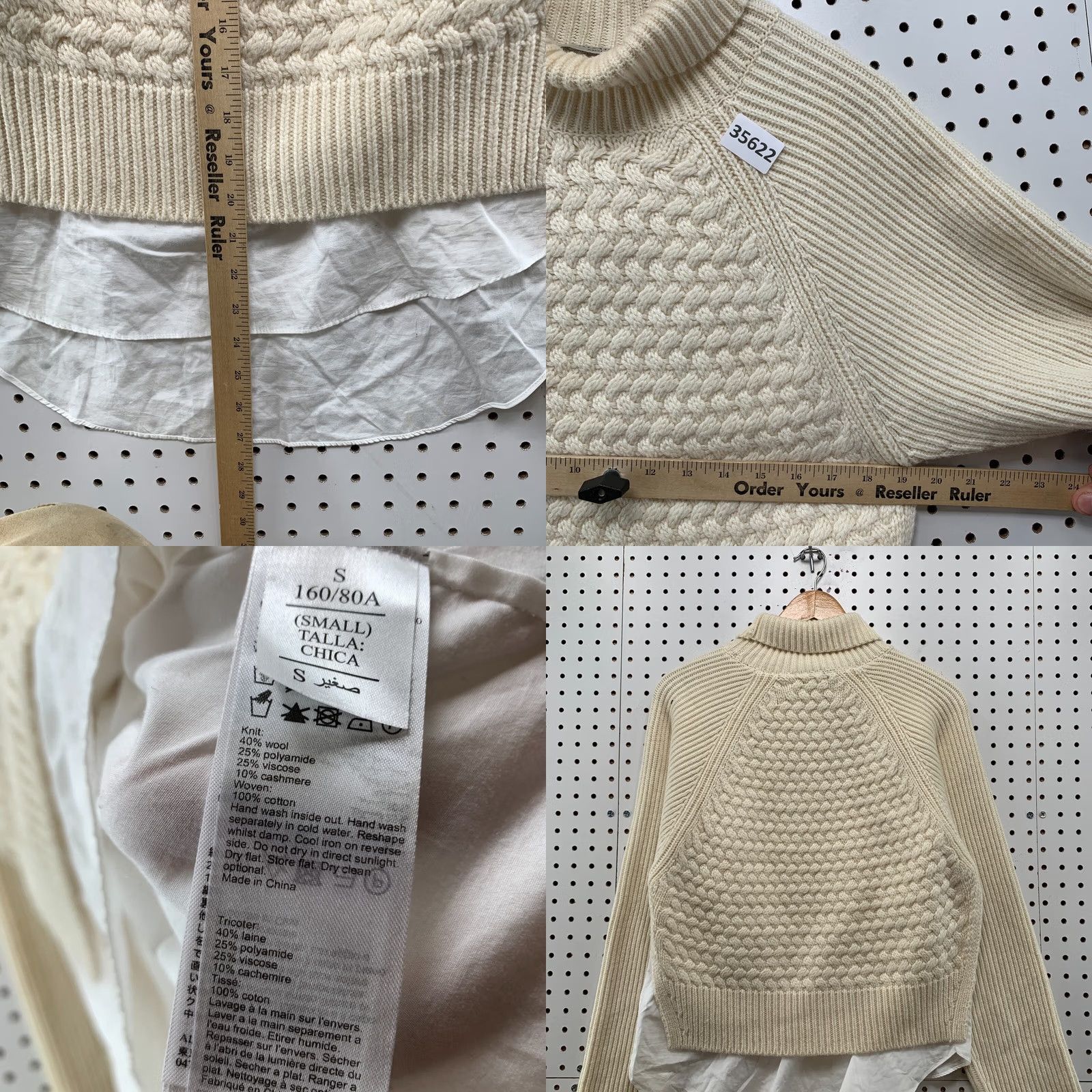 Allsaints AllSaints Knit Sweater Womens Small Beige Wool Cashmere Layers 19.5x27 Size S / US 4 / IT 40 - 9 Thumbnail