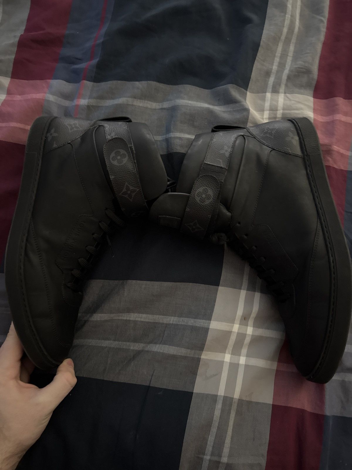 Louis Vuitton Louis Vuitton Rivoli High Top Monogram Sneaker Black Leather Size US 10 / EU 43 - 6 Thumbnail