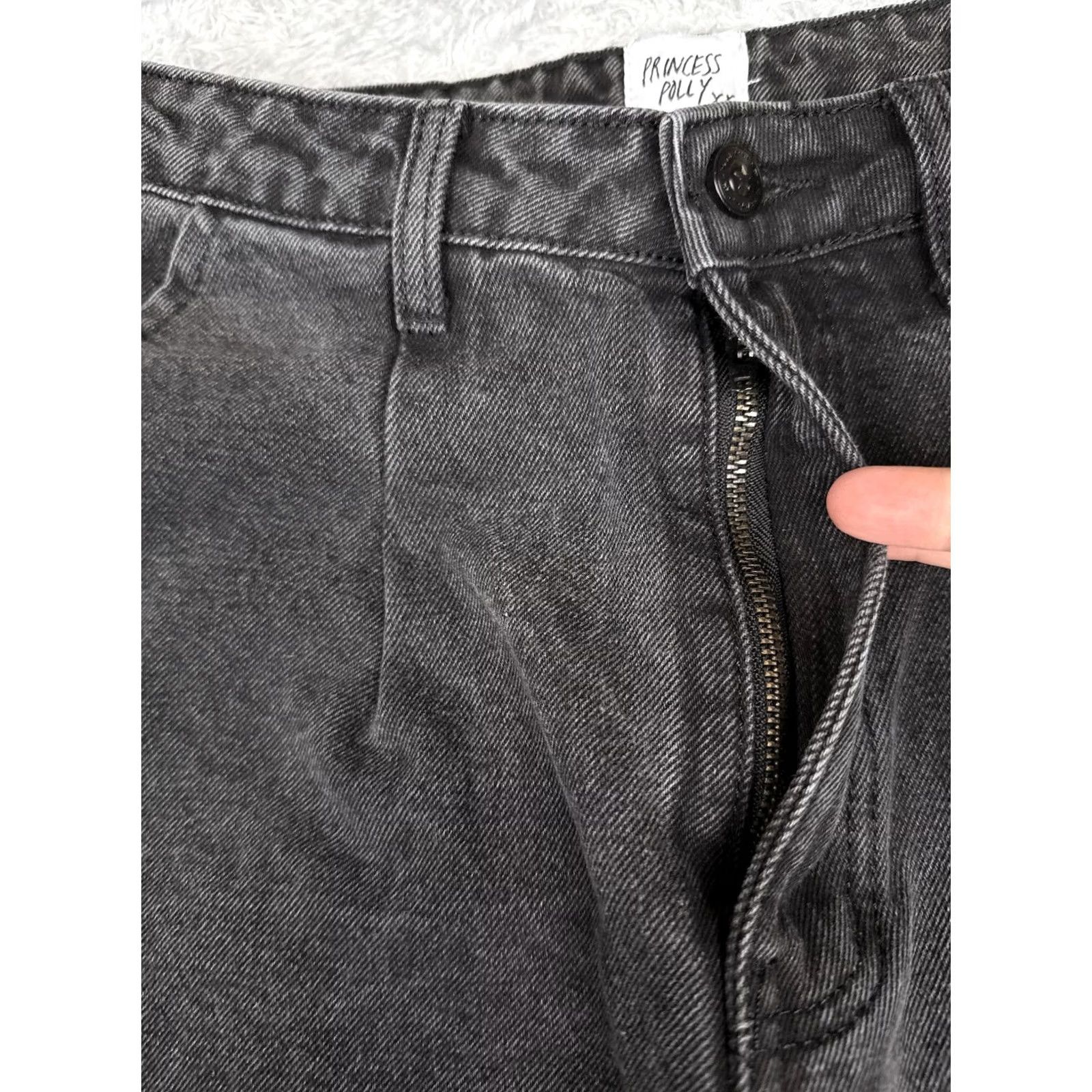 PRINCESS POLLY Princess Polly Jeans Womens 10 Gray Charcoal Wash Cropped High-Rise Mom Jeans 29x27 Relaxed 90s Vintage No Size 32" / US 10 / IT 46 - 5 Thumbnail