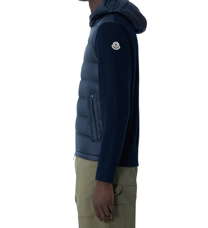 Moncler MONCLER Men's Blue Wool Down Cardigan New Size US XXS / EU 40 - 2 Thumbnail
