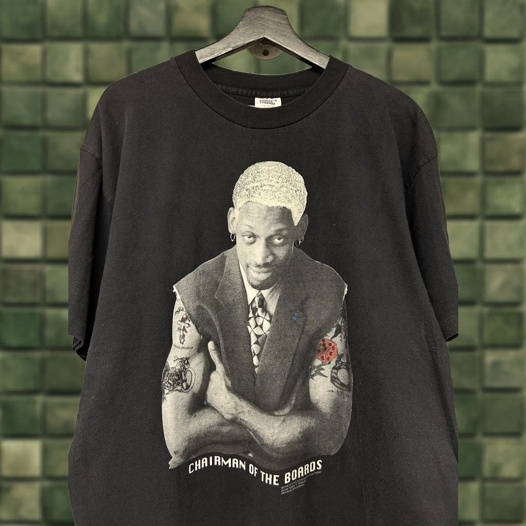 Vintage VINTAGE Dennis Rodman Shirt XL Black Chairman Of The Boards 1996 NYE Party 90s Size US XL / EU 56 / 4 - 1 Thumbnail