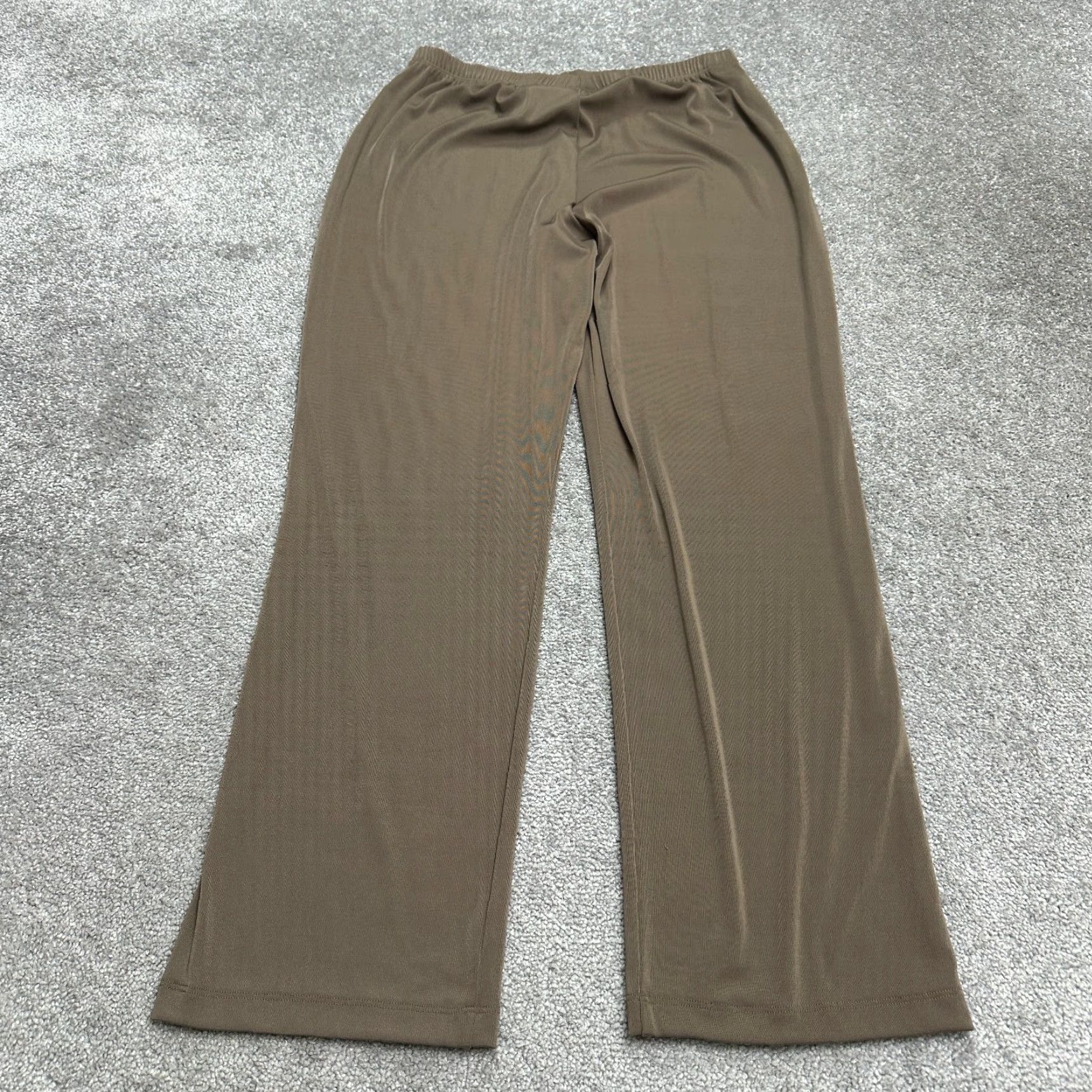 Vintage Chico's Wide Leg Palazzo Pants Womens 12 Brown Elastic Pull On 30x30 Shirt? Size 34" / US 12 / IT 48 - 2 Thumbnail