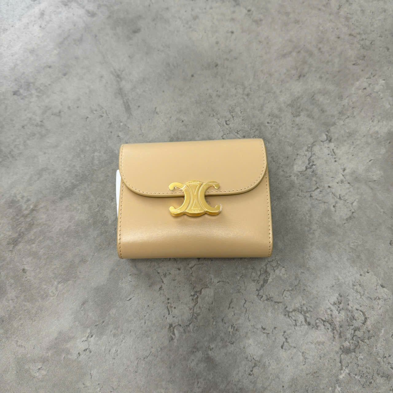Celine CELINE Small Wallet Triomphe In Shiny Calfskin BEIGE Size ONE SIZE - 1 Thumbnail