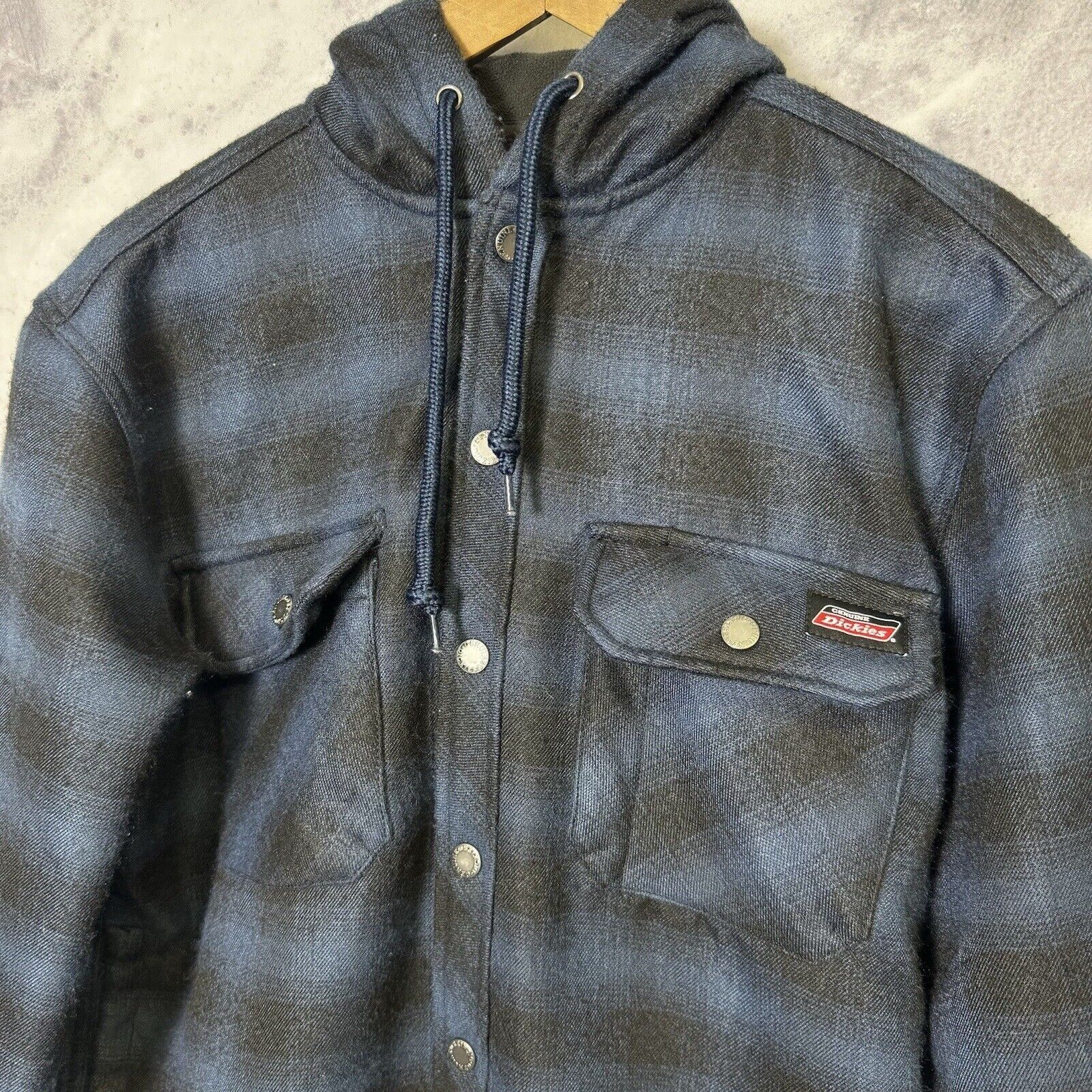 Dickies Dickies Flannel Jacket Mens Small Blue Plaid Button Up Hoode Size US S / EU 44-46 / 1 - 3 Thumbnail