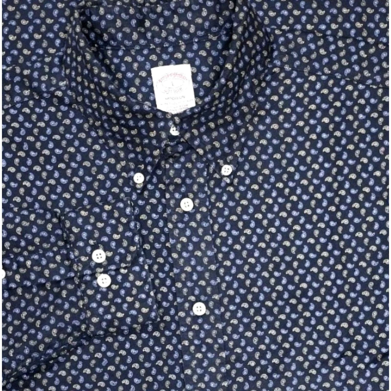 Brooks Brothers BROOKS BROTHERS Button-Up Madison Shirt L Navy Paisley Long Sleeve Men Size US L / EU 52-54 / 3 - 2 Thumbnail