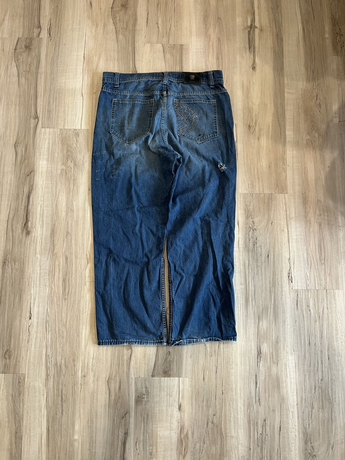 Versace × Vintage 90s Versace wide leg jeans Size US 36 / EU 52 - 2 Thumbnail